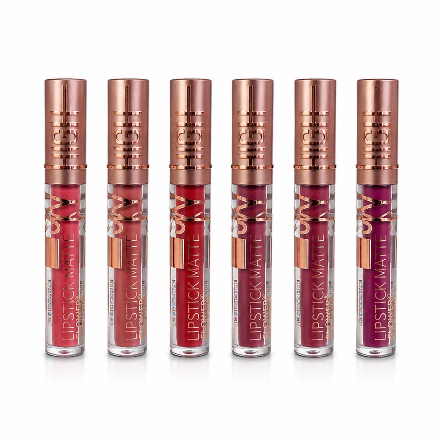 PACK X6 TONOS LABIALES LÍQUIDOS MATE FLOWER SECRET DE LARGA DURACIÓN - 5