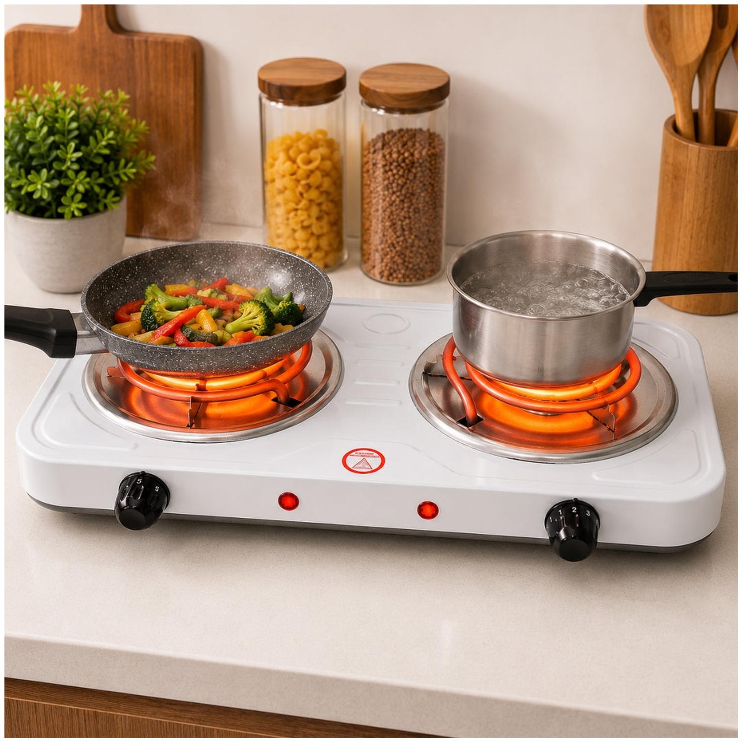 COCINA ELÉCTRICA 2 HORNILLAS 2000W H-003L CON CONTROL DE TEMPERATURA - 2