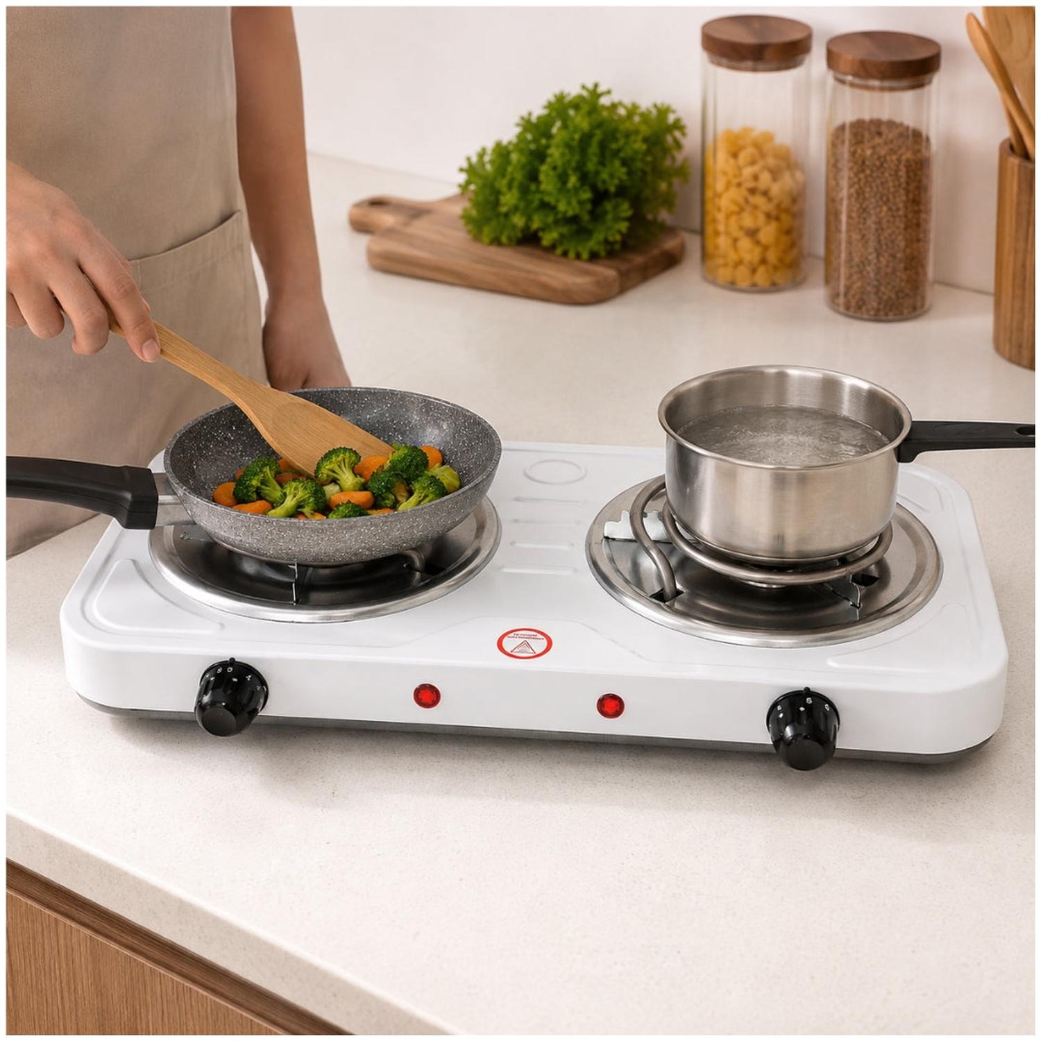COCINA ELÉCTRICA 2 HORNILLAS 2000W H-003L CON CONTROL DE TEMPERATURA - 3