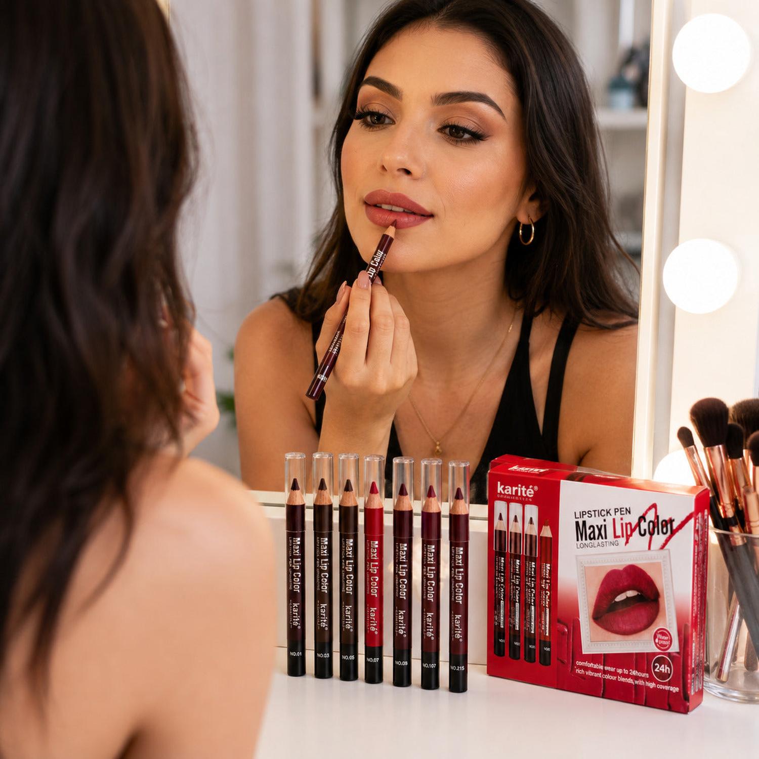 PACK X8 TONOS LÁPIZ LABIAL MAXI LIP COLOR KARITÉ COSMETICS LARGA DURACIÓN 24HR - 4
