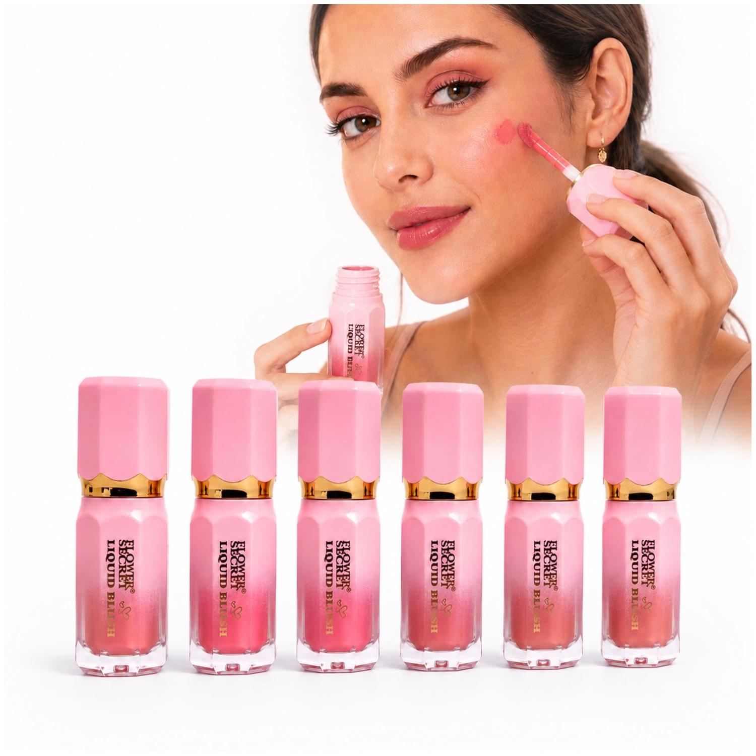 PACK X6 TONOS RUBOR LÍQUIDO FLOWER SECRET BLUSH DE ACABADO NATURAL CON APLICADOR - 1