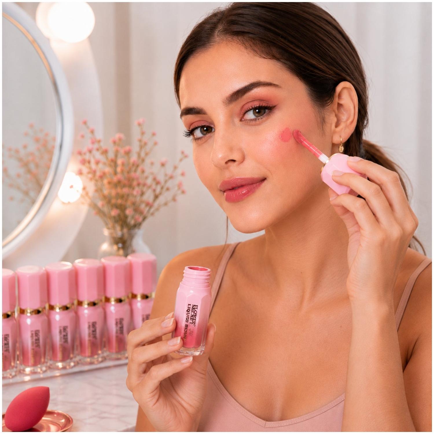 PACK X6 TONOS RUBOR LÍQUIDO FLOWER SECRET BLUSH DE ACABADO NATURAL CON APLICADOR - 3