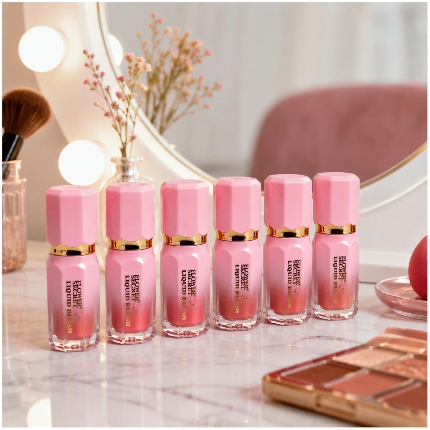 PACK X6 TONOS RUBOR LÍQUIDO FLOWER SECRET BLUSH DE ACABADO NATURAL CON APLICADOR - 4