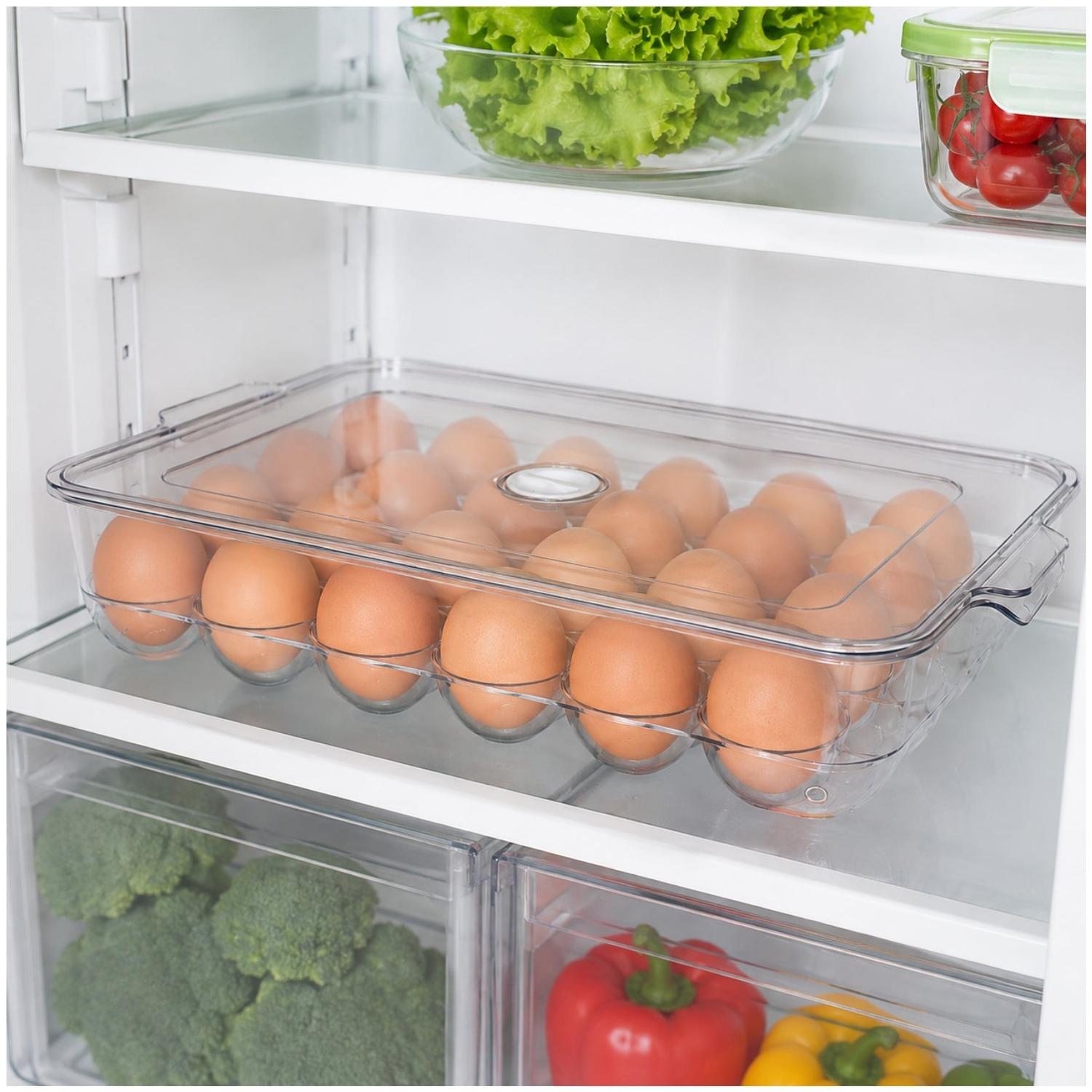 ORGANIZADOR PORTA HUEVOS X24 ACRÍLICO CON TAPA APILABLE PARA REFRIGERADOR - 4