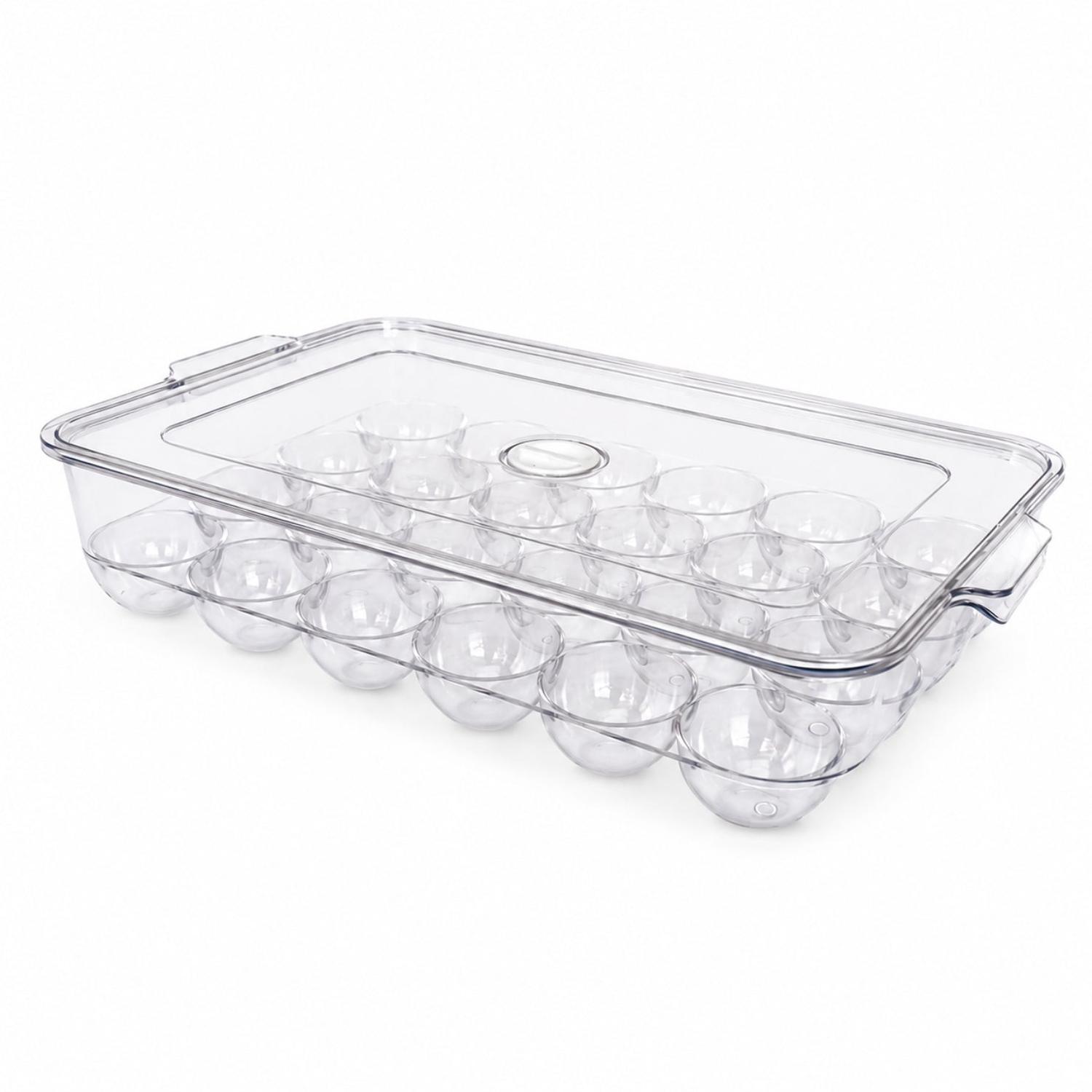 ORGANIZADOR PORTA HUEVOS X24 ACRÍLICO CON TAPA APILABLE PARA REFRIGERADOR - 5