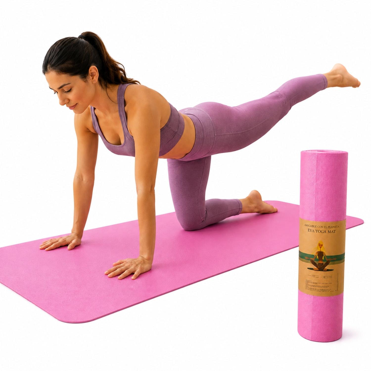 TAPETE COLCHONETA DE YOGA PILATES Y EJERCICIO ANTIDESLIZANTE 173X61CM COLOR ALEATORIO - 3