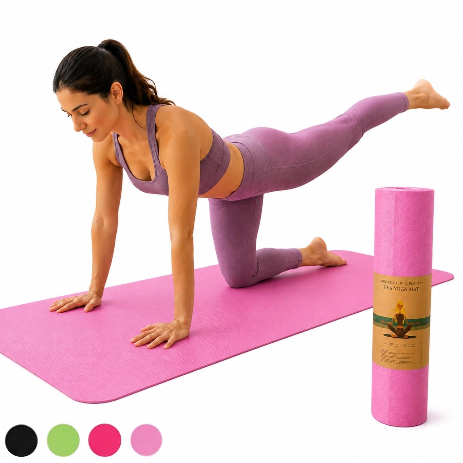 TAPETE COLCHONETA DE YOGA PILATES Y EJERCICIO ANTIDESLIZANTE 173X61CM COLOR ALEATORIO - 4