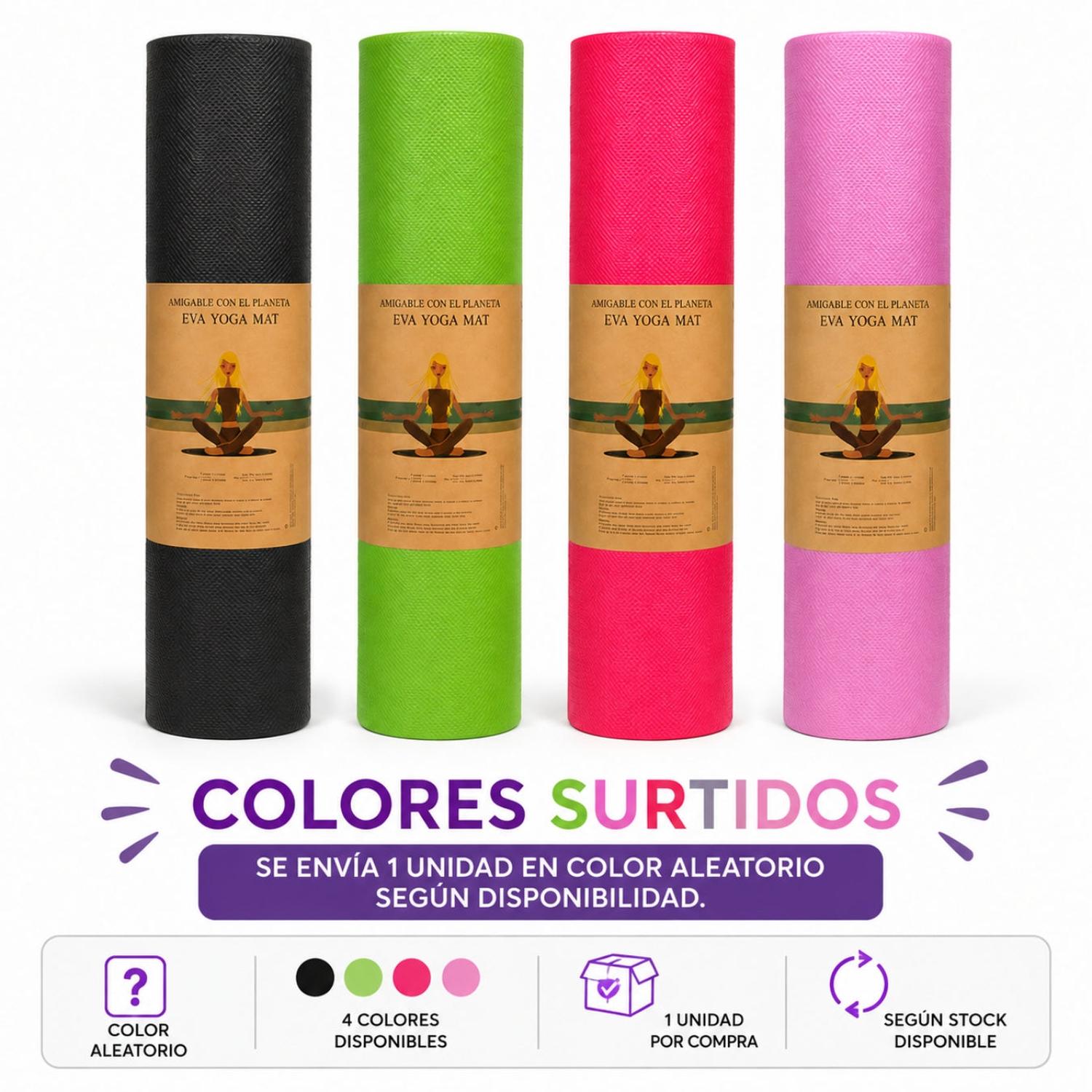 TAPETE COLCHONETA DE YOGA PILATES Y EJERCICIO ANTIDESLIZANTE 173X61CM COLOR ALEATORIO - 7