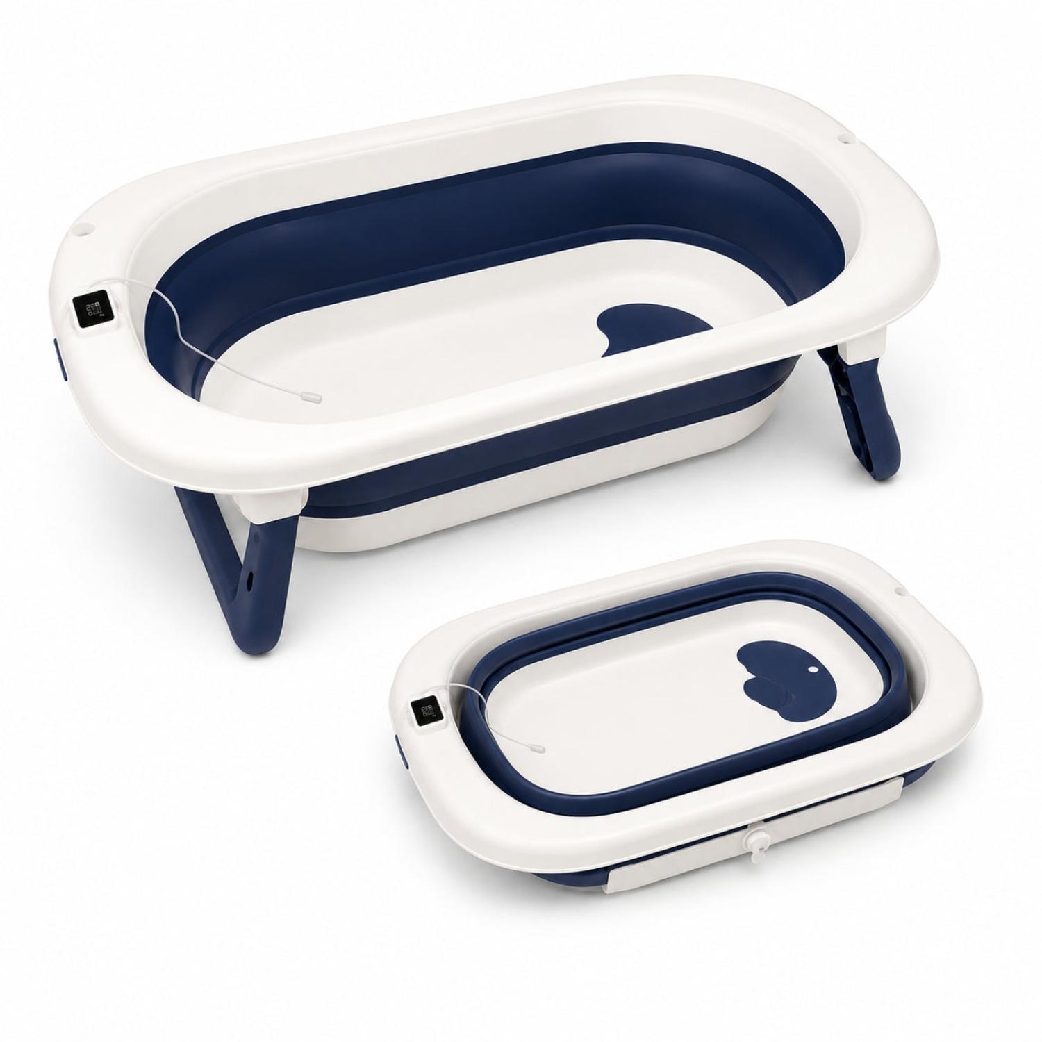 BAÑERA INFANTIL PLEGABLE AZUL CON TERMÓMETRO DIGITAL PATAS ANTIDESLIZANTES - 6