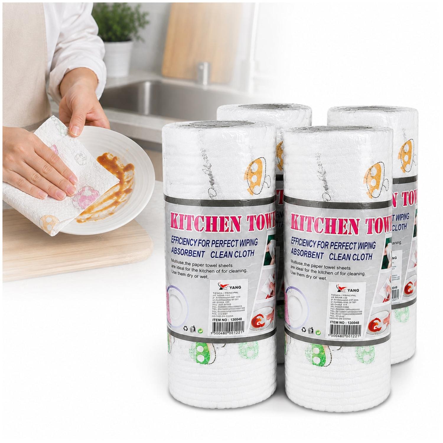 PACK X4 PAPEL TOALLA REUTILIZABLE MULTIUSO ABSORBENTE PARA COCINA Y LIMPIEZA - 1