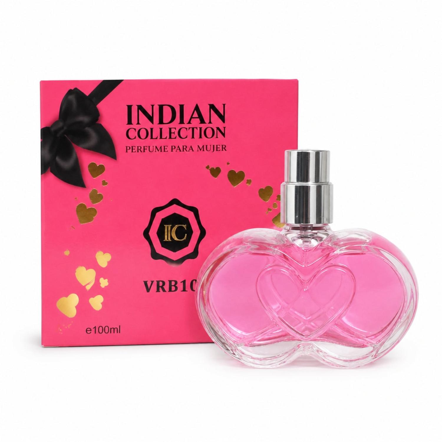 PERFUME PARA MUJER 100ML INDIAN COLLECTION VRB101 CON FRASCO DE CORAZONES - 2