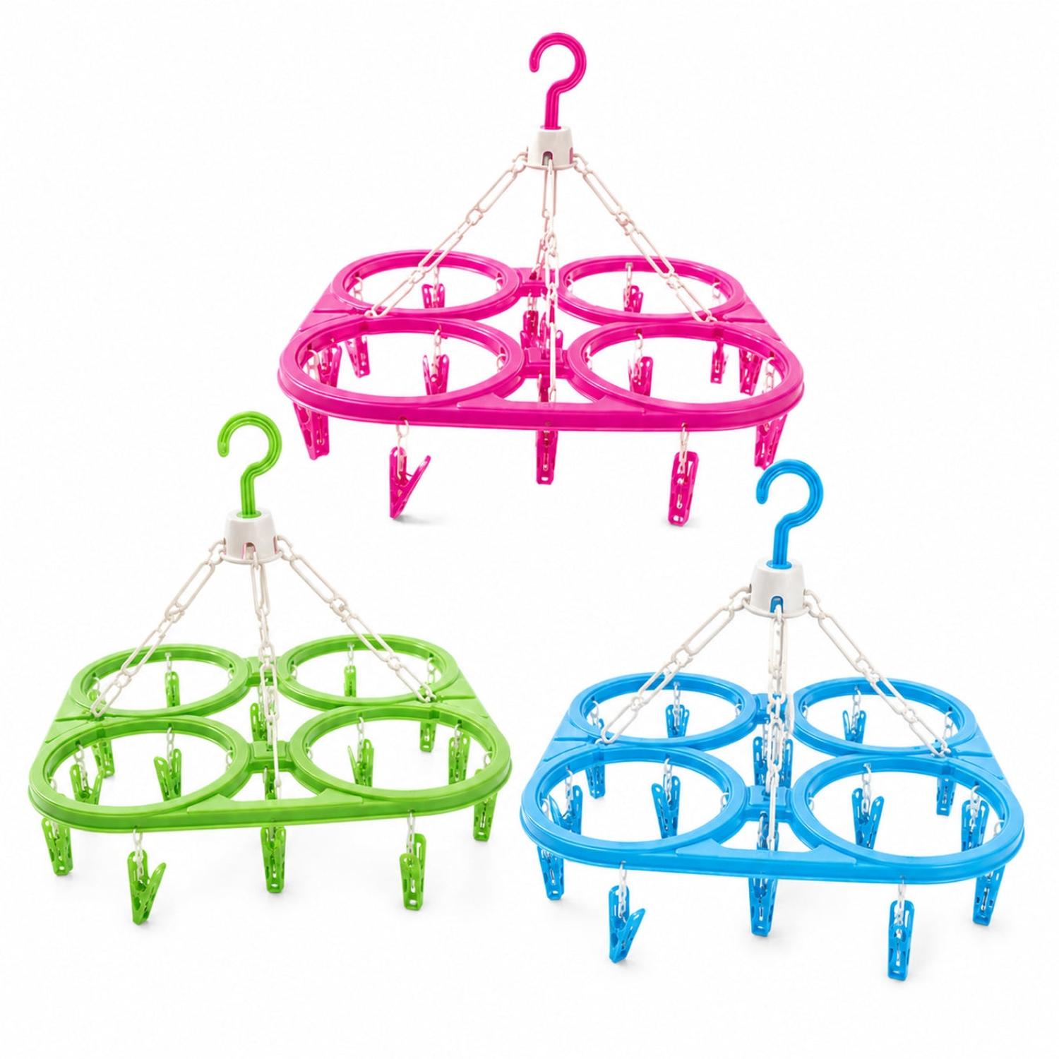PACK X3 COLGADOR PERCHERO PLEGABLE PARA MEDIAS Y ROPA INTERIOR CON 48 GANCHOS - 6