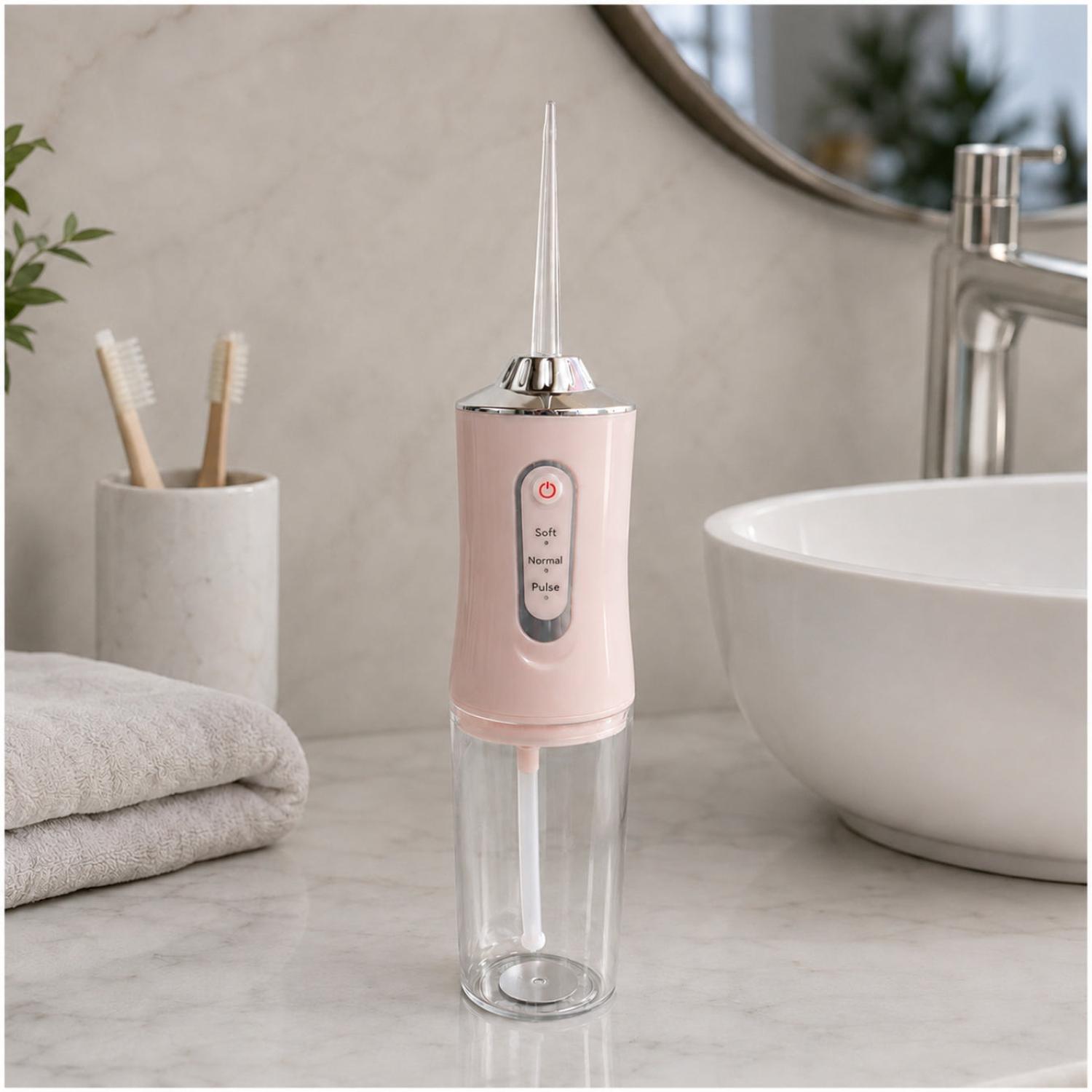 IRRIGADOR ORAL BUCAL PARA LIMPIEZA DENTAL PORTÁTIL INALÁMBRICO 4 EN 1 ROSA TAMAÑO M - 3