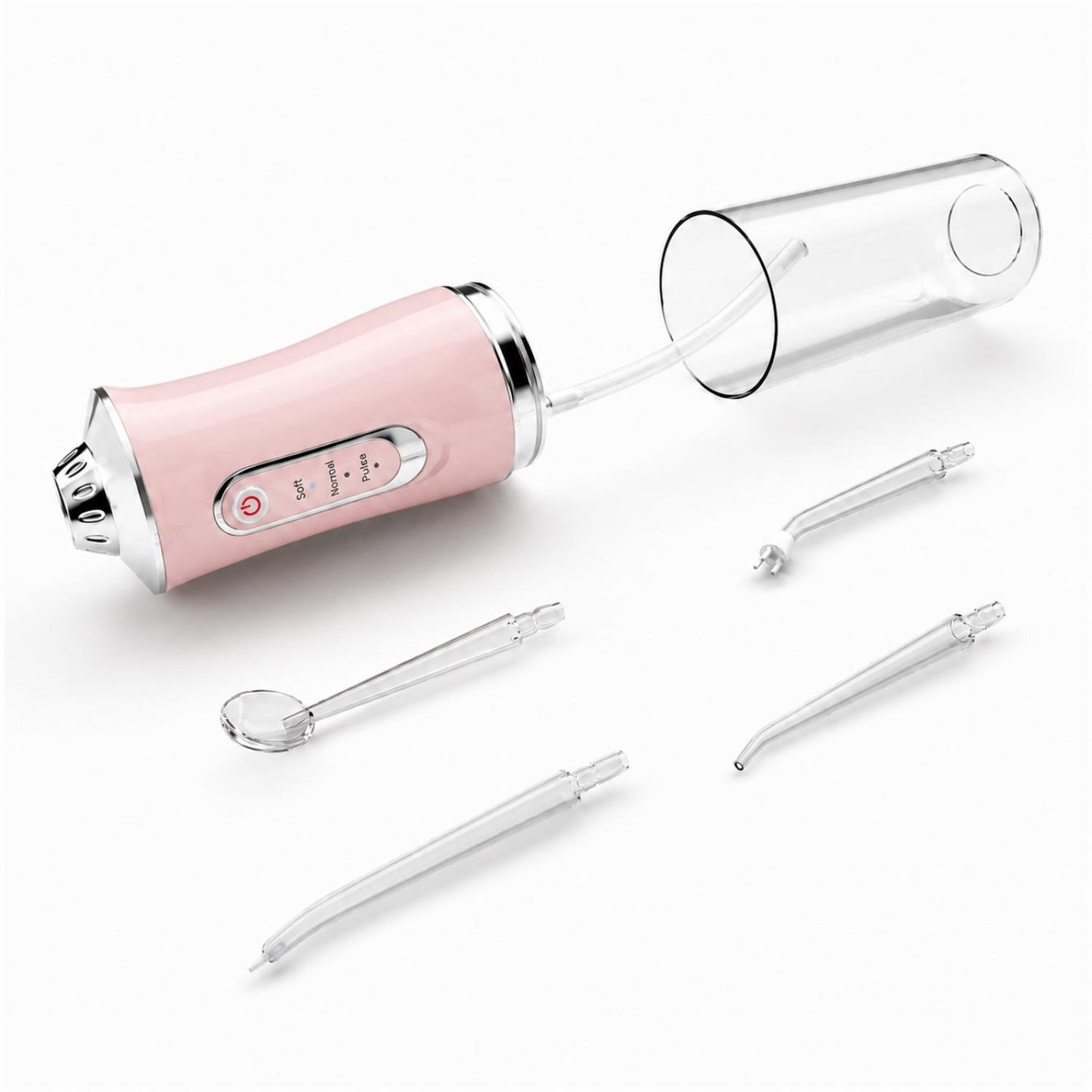 IRRIGADOR ORAL BUCAL PARA LIMPIEZA DENTAL PORTÁTIL INALÁMBRICO 4 EN 1 ROSA TAMAÑO M - 5