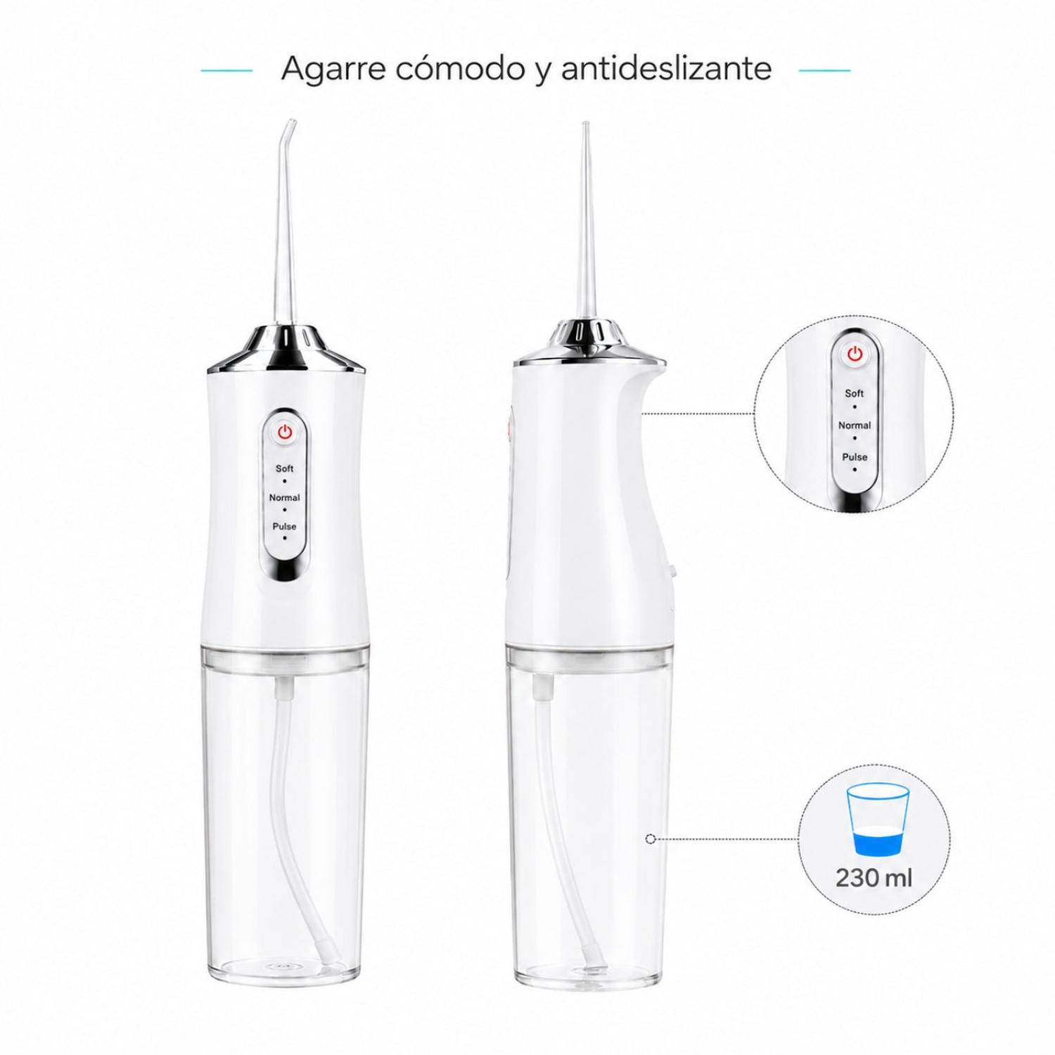 IRRIGADOR ORAL BUCAL PARA LIMPIEZA DENTAL PORTÁTIL INALÁMBRICO 4 EN 1 BLANCO TAMAÑO M - 6