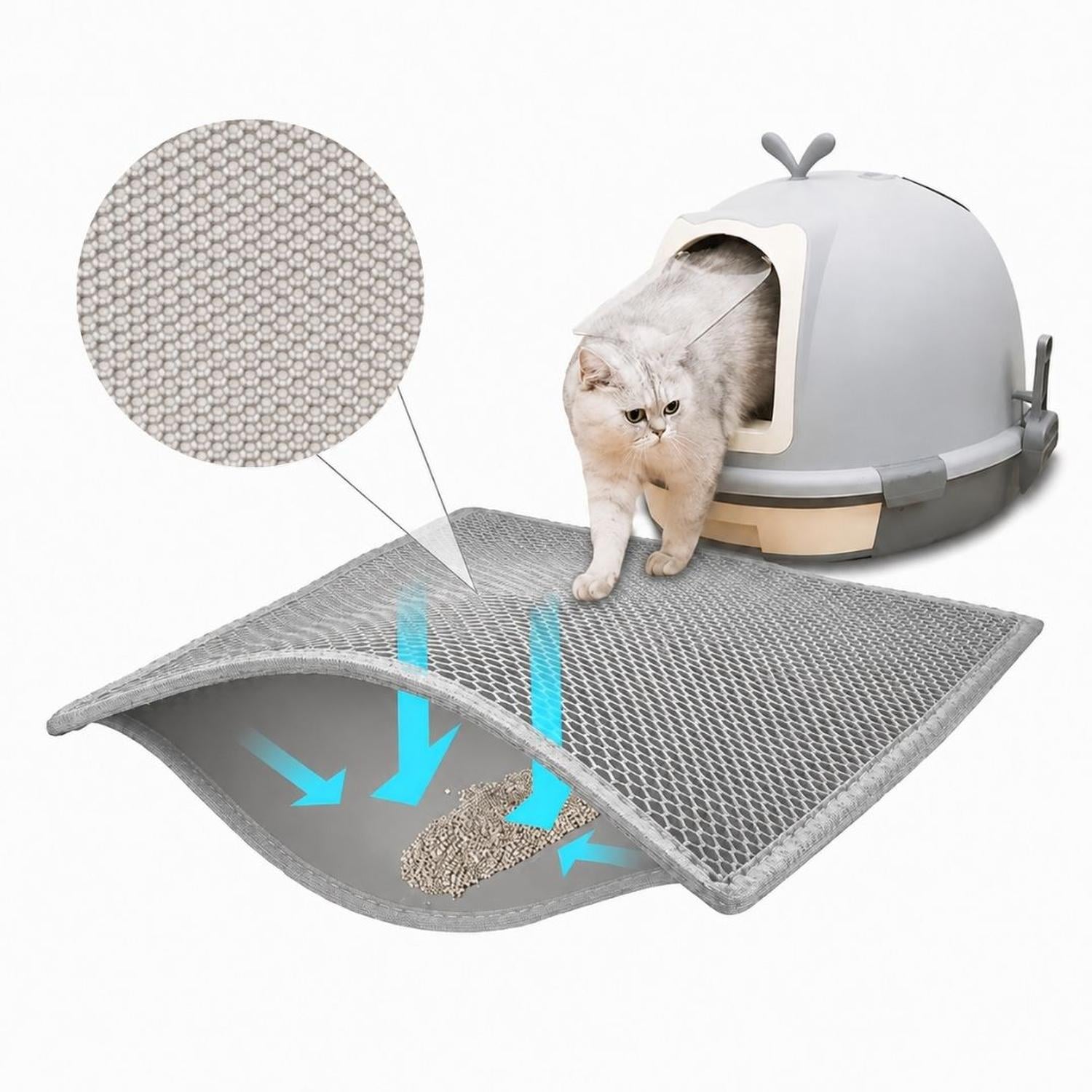 ALFOMBRA COLECTORA ATRAPA ARENA PARA GATOS 30X45CM ANTIDESLIZANTE DOBLE CAPA - 1