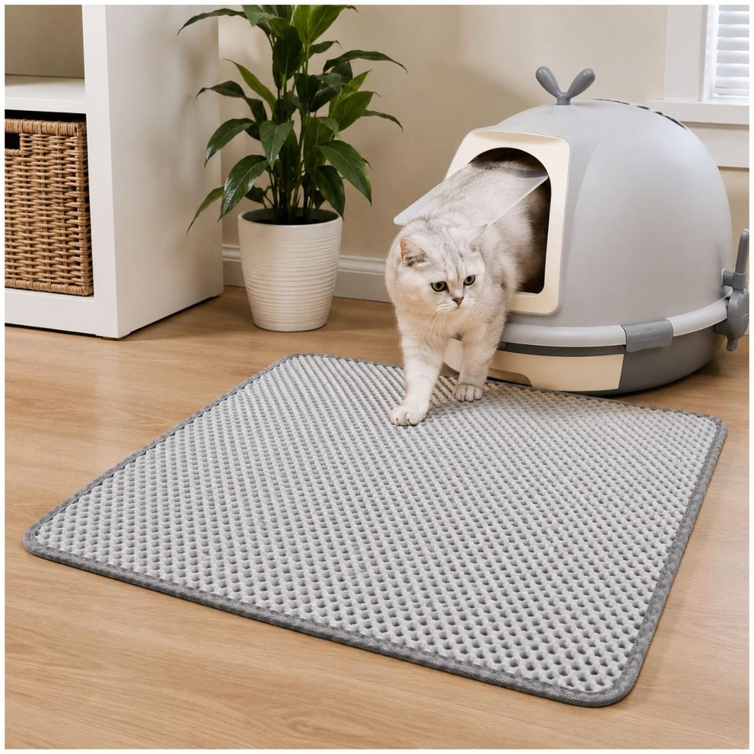 ALFOMBRA COLECTORA ATRAPA ARENA PARA GATOS 30X45CM ANTIDESLIZANTE DOBLE CAPA - 6