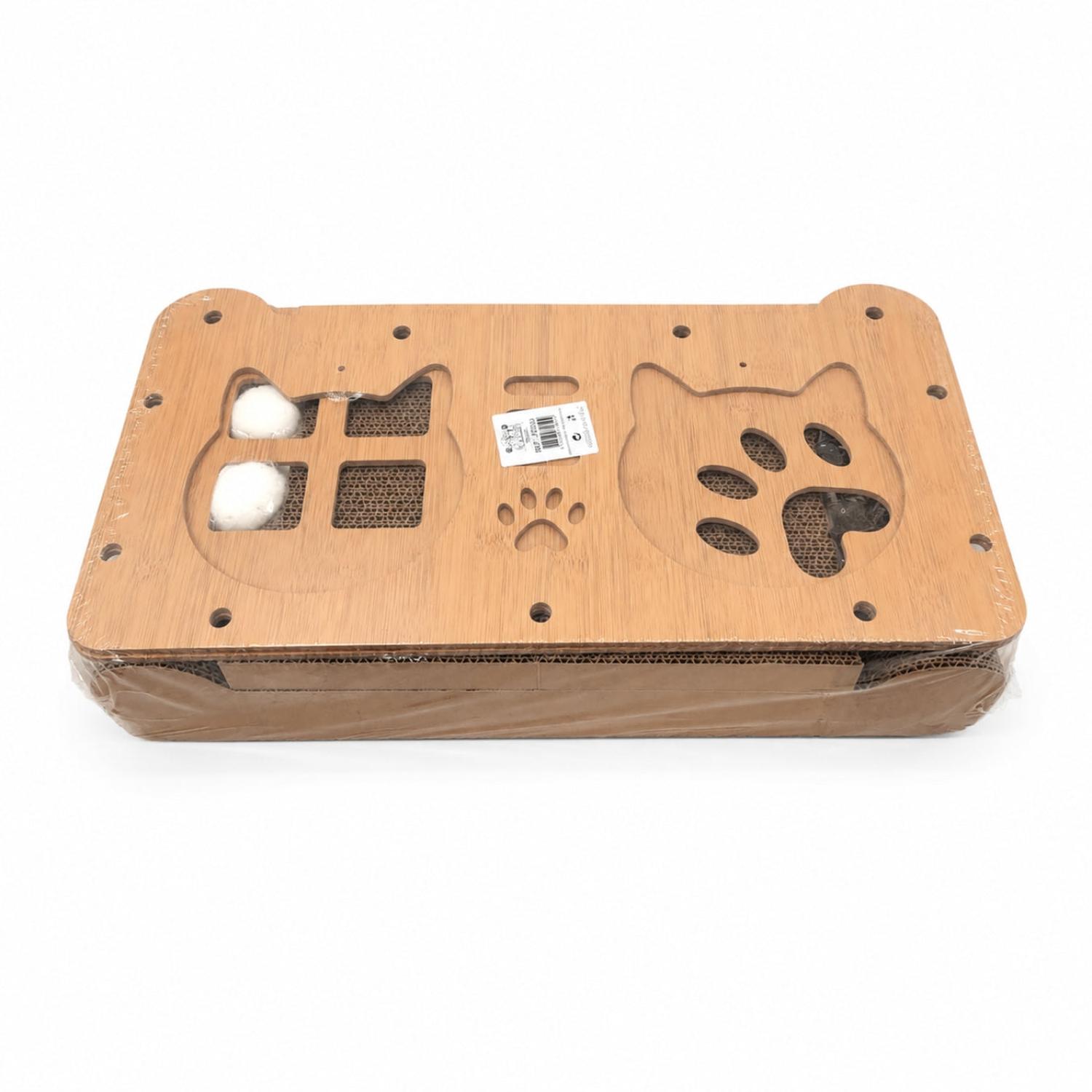 CASA RASCADOR PARA GATOS 2 EN 1 CON CAMA Y REFUGIO ACABADO TIPO BAMBÚ 27X51CM - 7