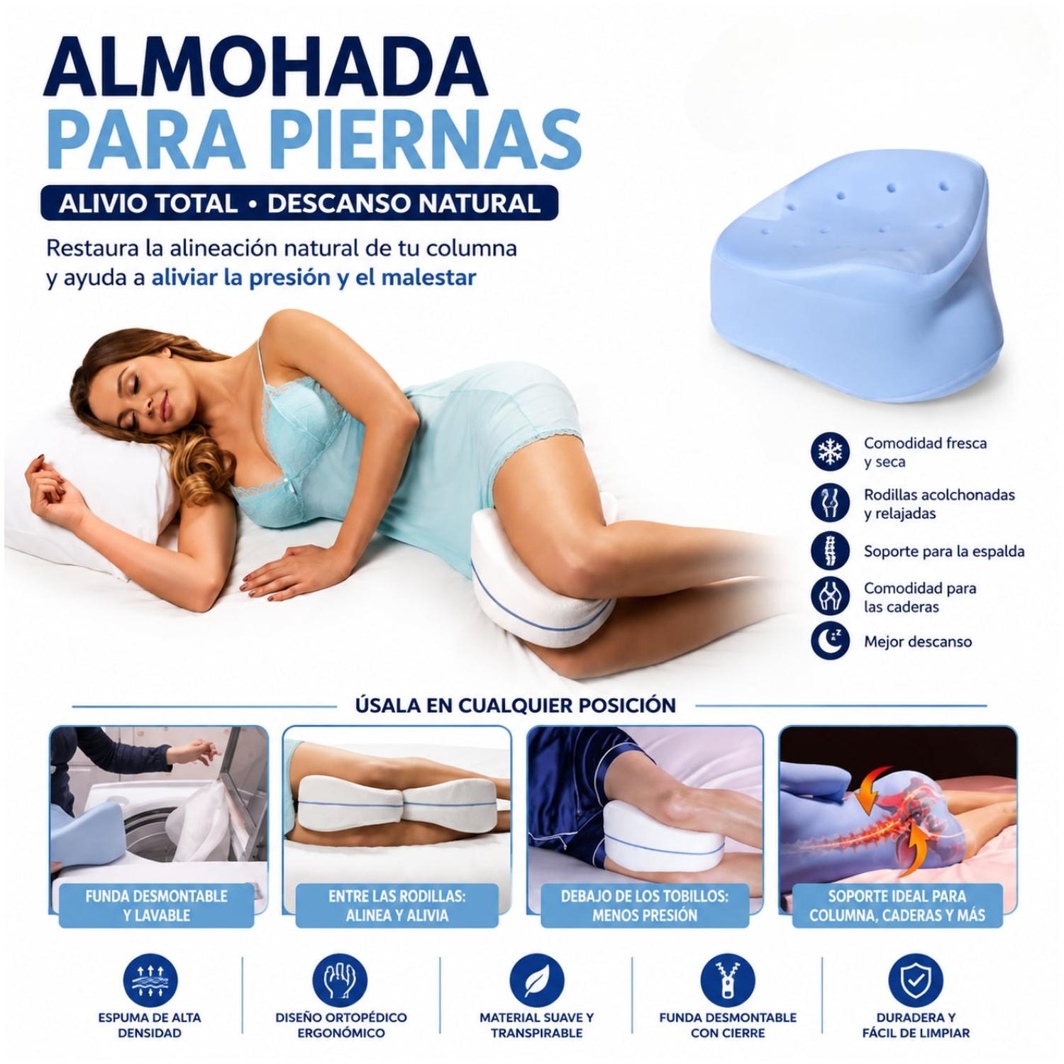 ALMOHADA ORTOPÉDICA ERGONÓMICA COJÍN CON MEMORIA PARA PIERNAS Y RODILLAS - 2