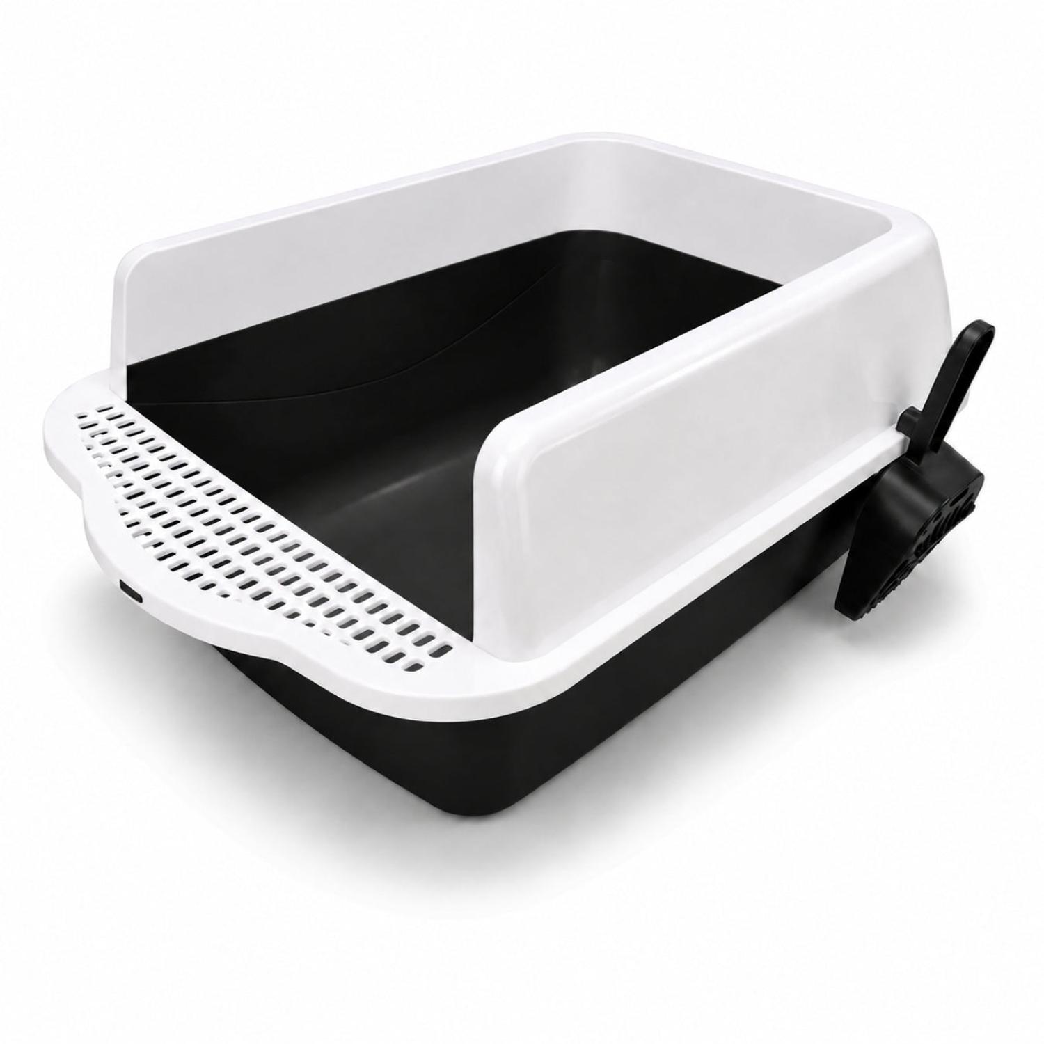 CAJA DE ARENA ARENERO SANITARIO PARA GATO ANTIDERRAMES CON PALA 21X37X50CM NEGRO TAMAÑO M - 4
