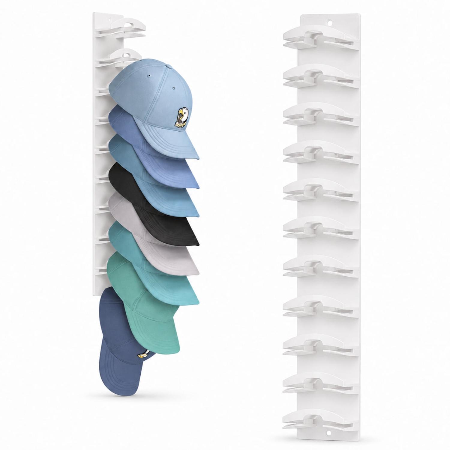 PACK X2 ORGANIZADOR PARA 20 GORRAS DE PARED SOPORTE VERTICAL PERCHERO EXHIBIDOR CLOSET - 1