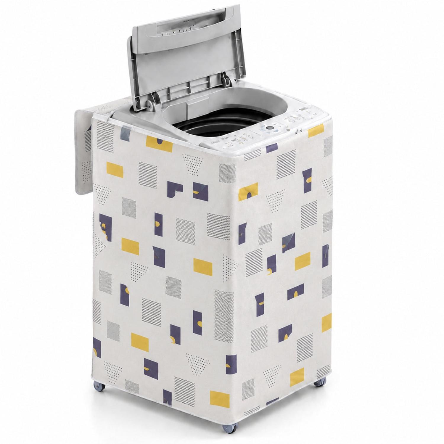 FUNDA PROTECTORA FORRO IMPERMEABLE PARA LAVADORA DISEÑO CUADROS 85X54X54CM - 4