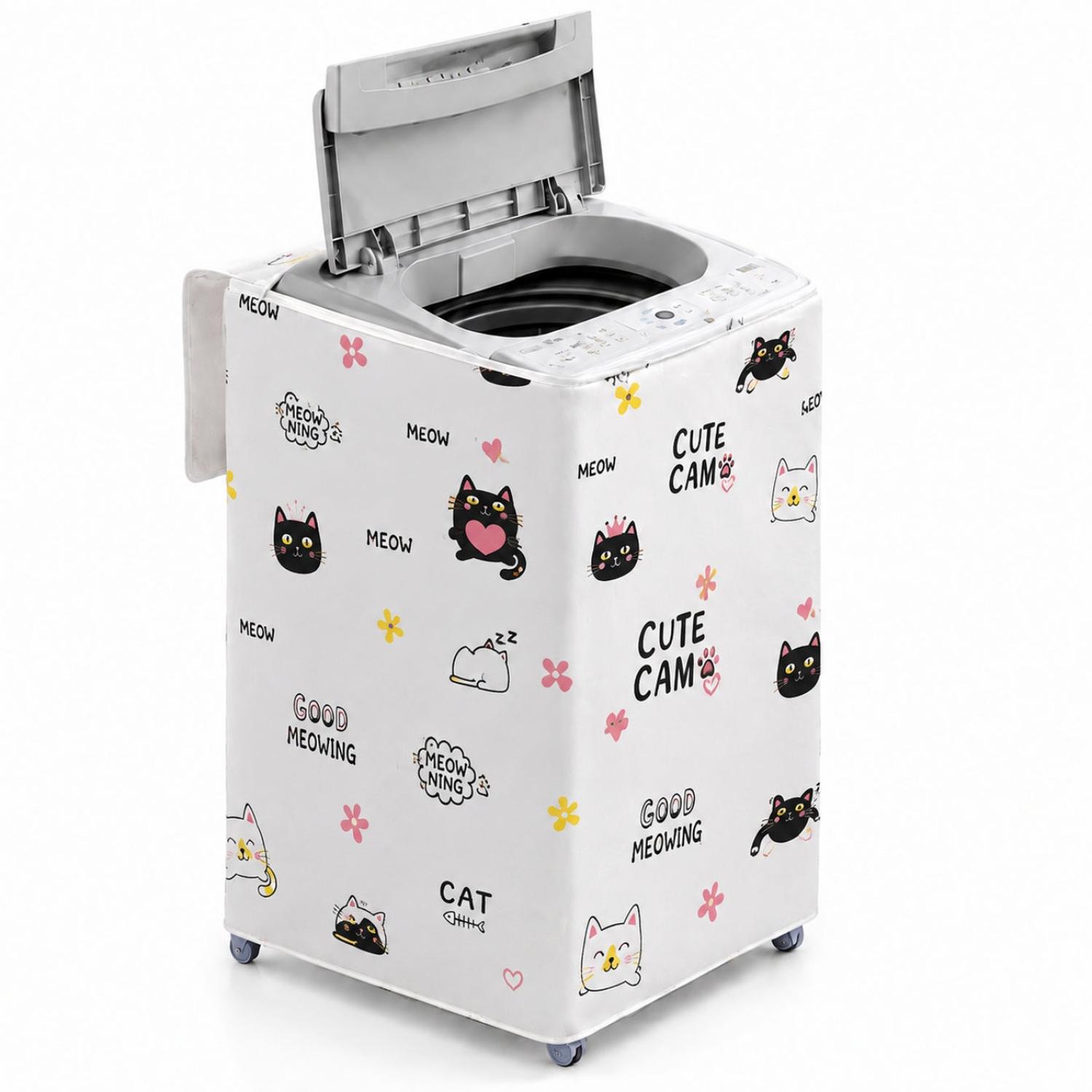 FUNDA PROTECTORA FORRO IMPERMEABLE PARA LAVADORA DISEÑO GATO 85X54X54CM - 4