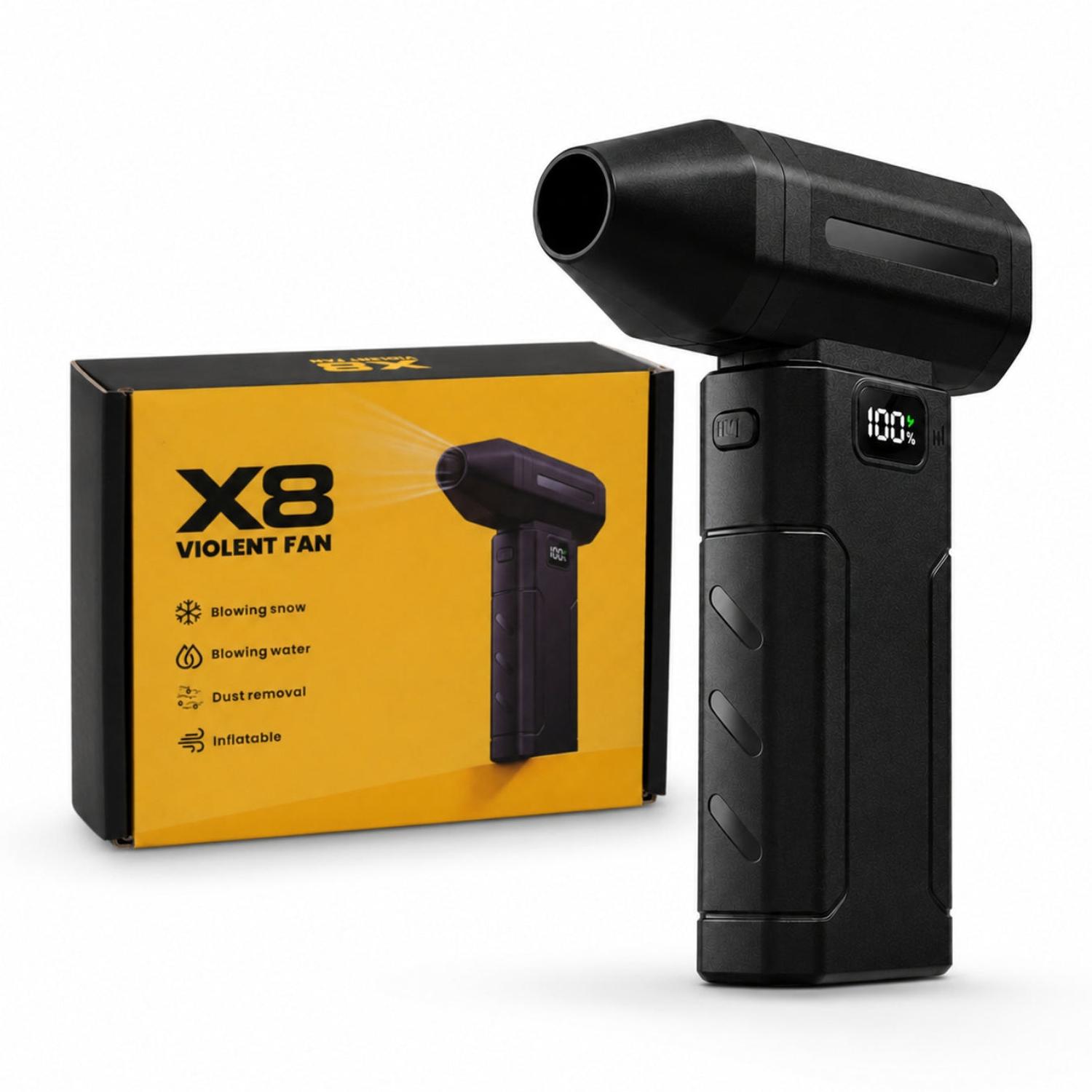 SOPLADOR TURBO PORTÁTIL X8 RECARGABLE USB 5 NIVELES DE POTENCIA PANTALLA DIGITAL - 1