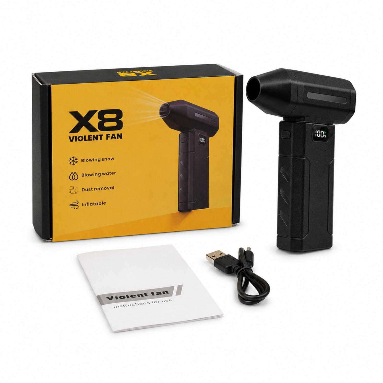 SOPLADOR TURBO PORTÁTIL X8 RECARGABLE USB 5 NIVELES DE POTENCIA PANTALLA DIGITAL - 5