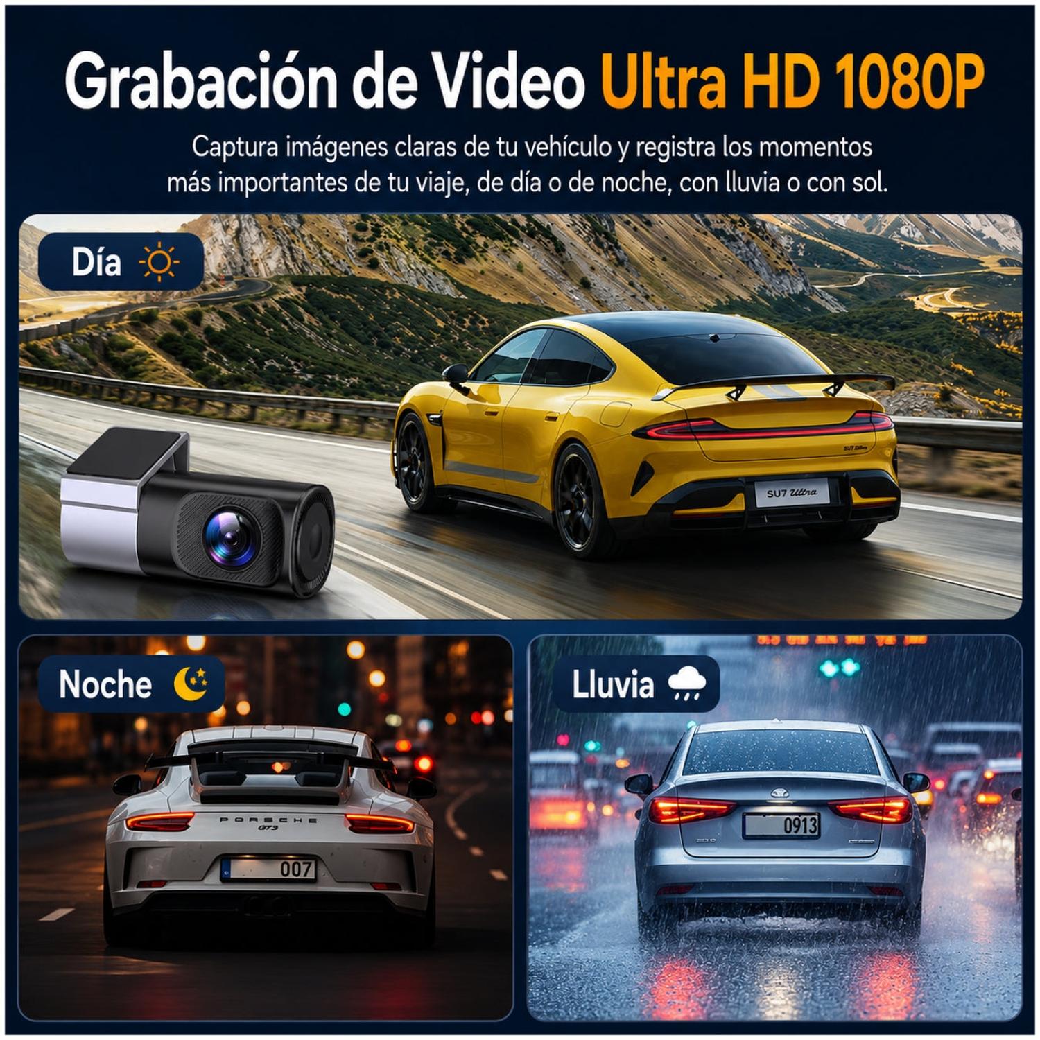 CÁMARA DASHCAM WIFI U101 FULL HD PARA AUTO CON APP SENSOR G GRABACIÓN EN BUCLE - 2