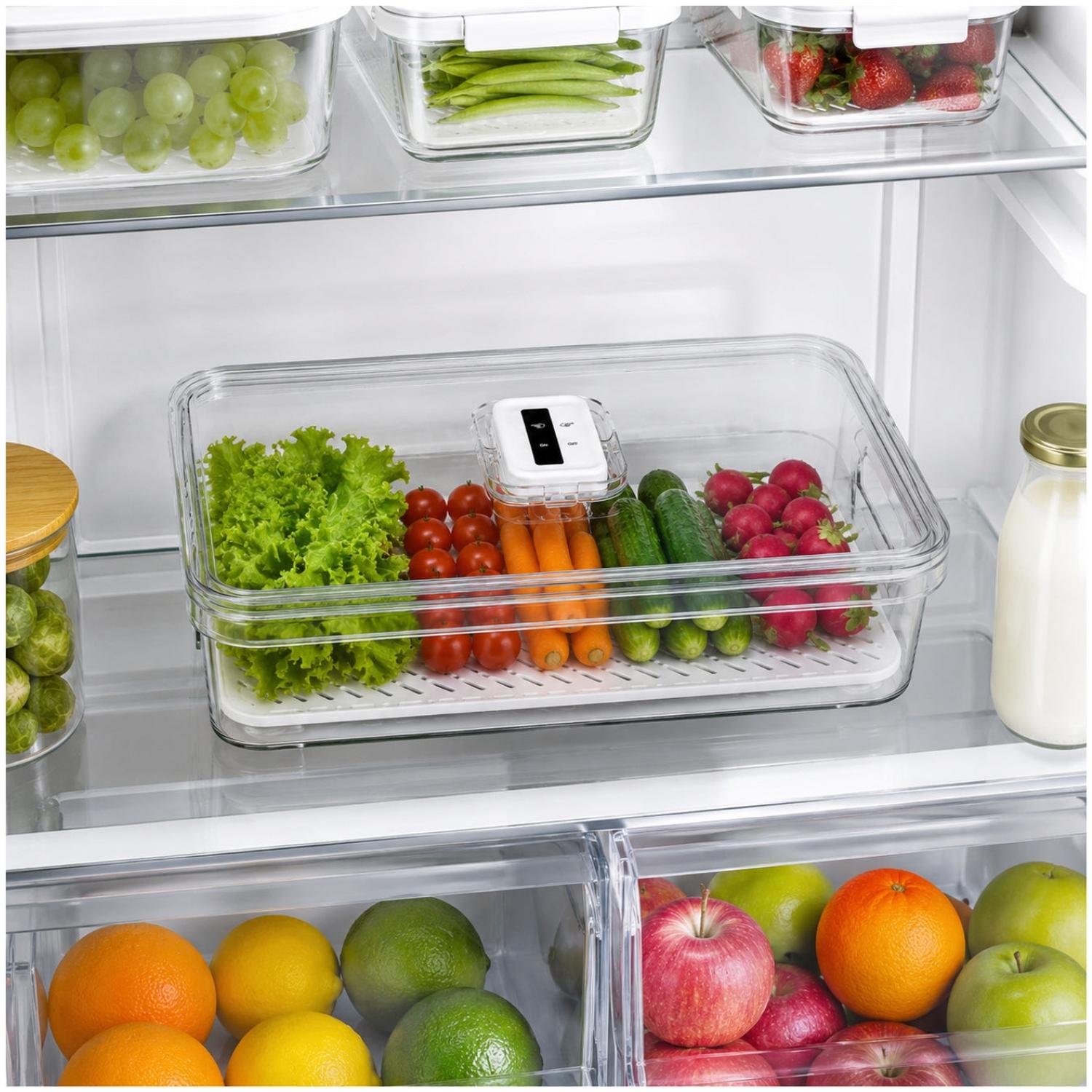 CAJA ORGANIZADOR ALMACENAMIENTO CONSERVADOR DE ALIMENTOS PARA REFRIGERADORA - 4