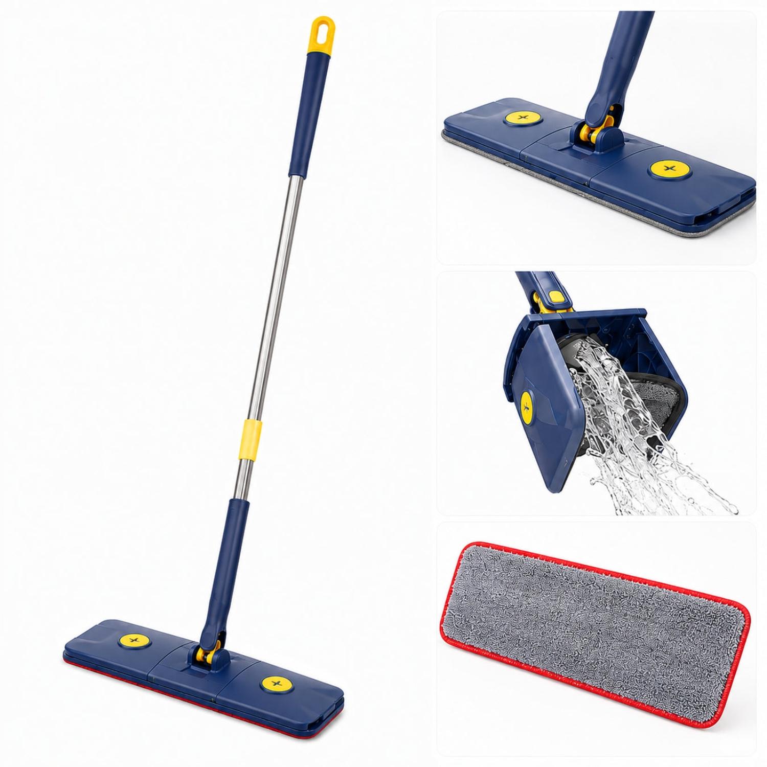 TRAPEADOR PLANO AUTOLIMPIANTE CON MICROFIBRA EXPRIME SIN CONTACTO MOPA 360° - 1