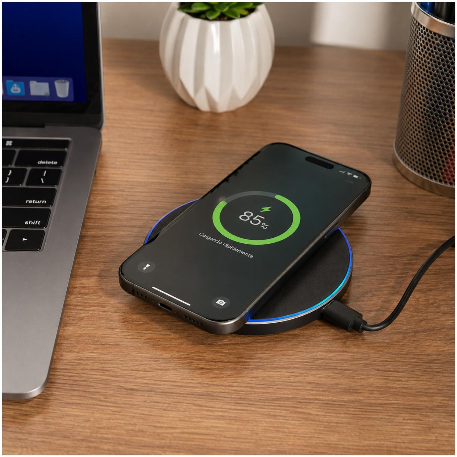 CARGADOR INALÁMBRICO RGB CR43 DE 20W DE CARGA RÁPIDA PARA SMARTPHONE - 3