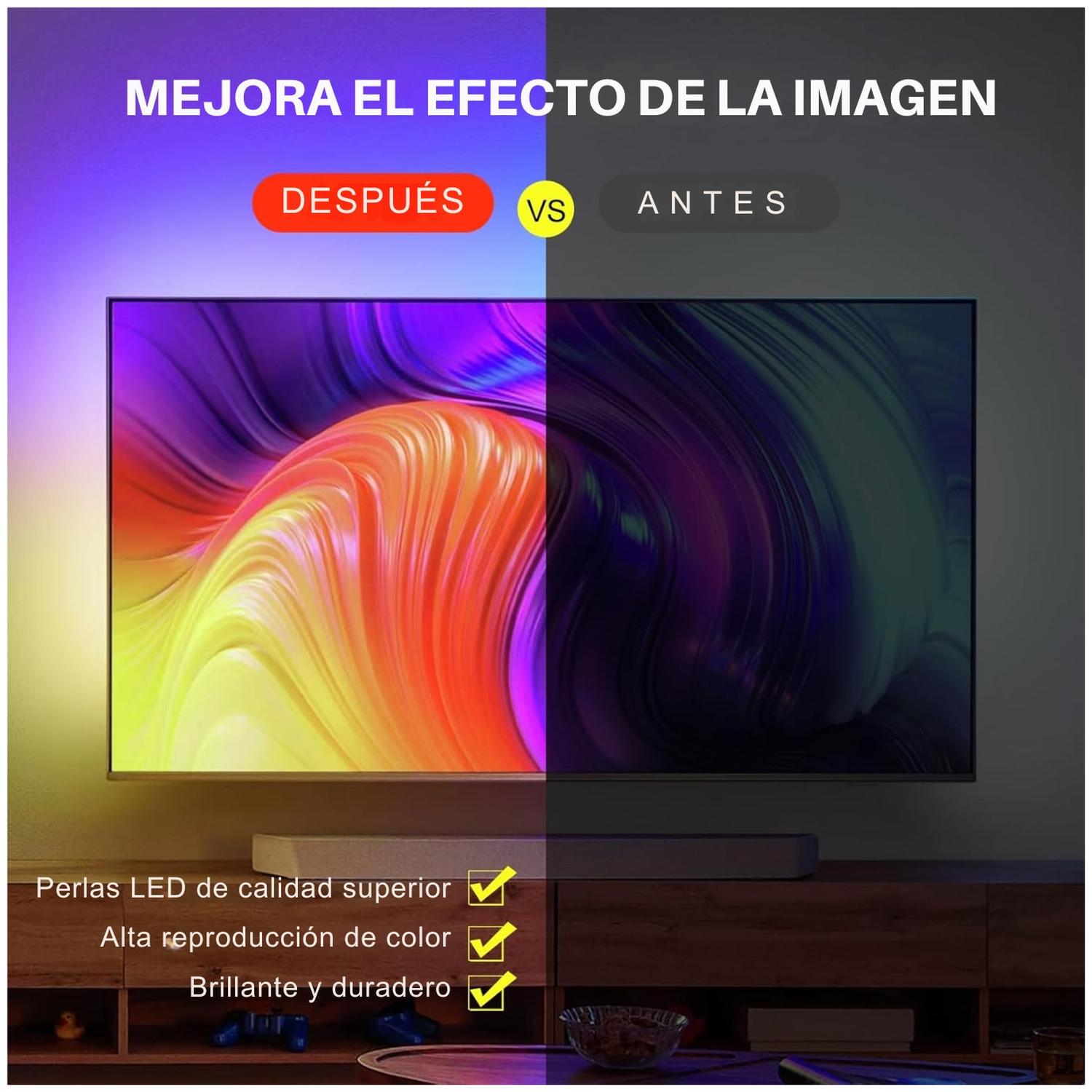 CINTA TIRA LUZ LED RGB 2835 X10 METROS CON ADAPTADOR Y CONTROL REMOTO - 5