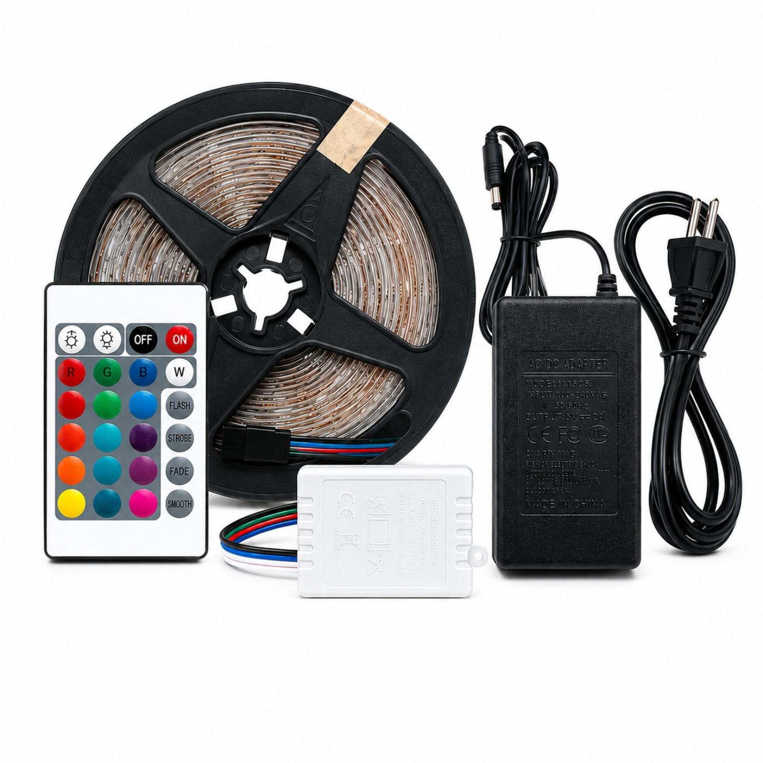 CINTA TIRA LUZ LED RGB 2835 X10 METROS CON ADAPTADOR Y CONTROL REMOTO - 6