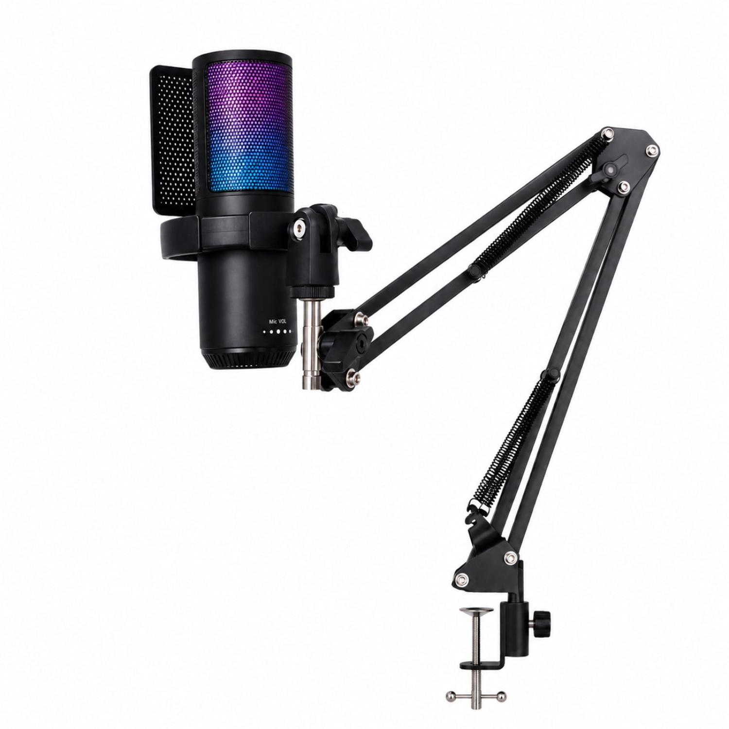 MICRÓFONO CONDENSADOR RGB PARA STREAMING SZX-797 CON BRAZO ARTICULADO REDUCCIÓN DE RUIDO - 5