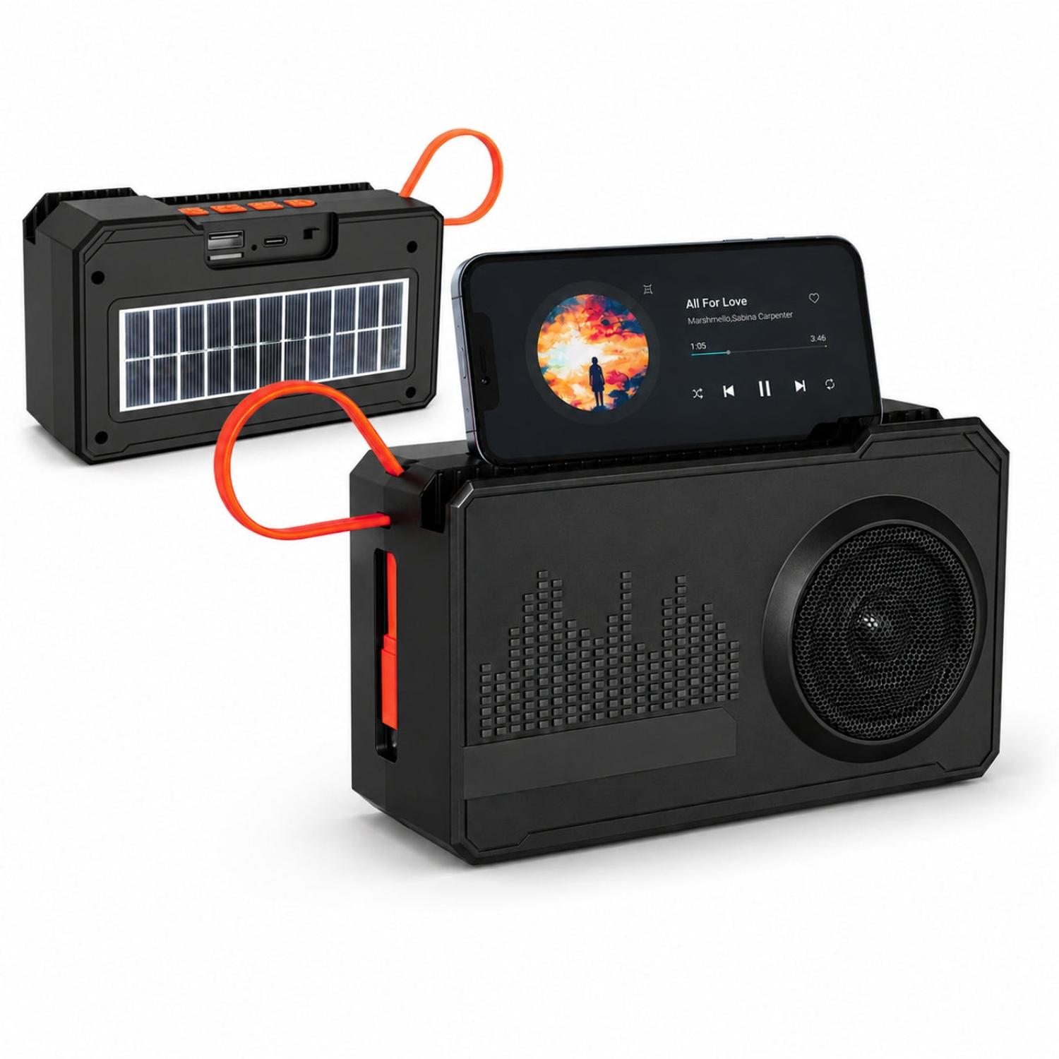 PARLANTE BLUETOOTH SOLAR XY-S6350 CON POWER BANK 8000MAH Y SOPORTE PARA CELULAR - 1