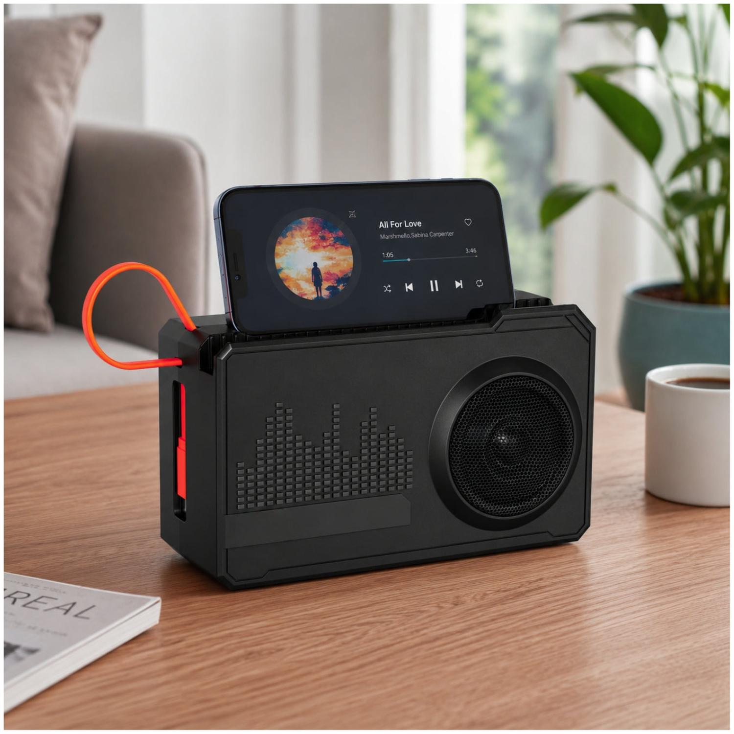 PARLANTE BLUETOOTH SOLAR XY-S6350 CON POWER BANK 8000MAH Y SOPORTE PARA CELULAR - 3