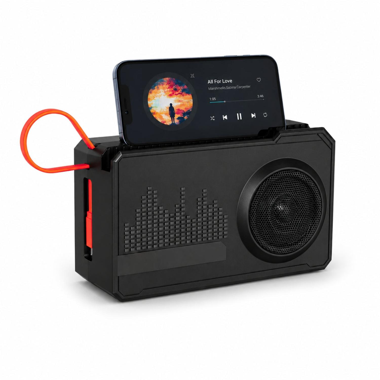 PARLANTE BLUETOOTH SOLAR XY-S6350 CON POWER BANK 8000MAH Y SOPORTE PARA CELULAR - 5