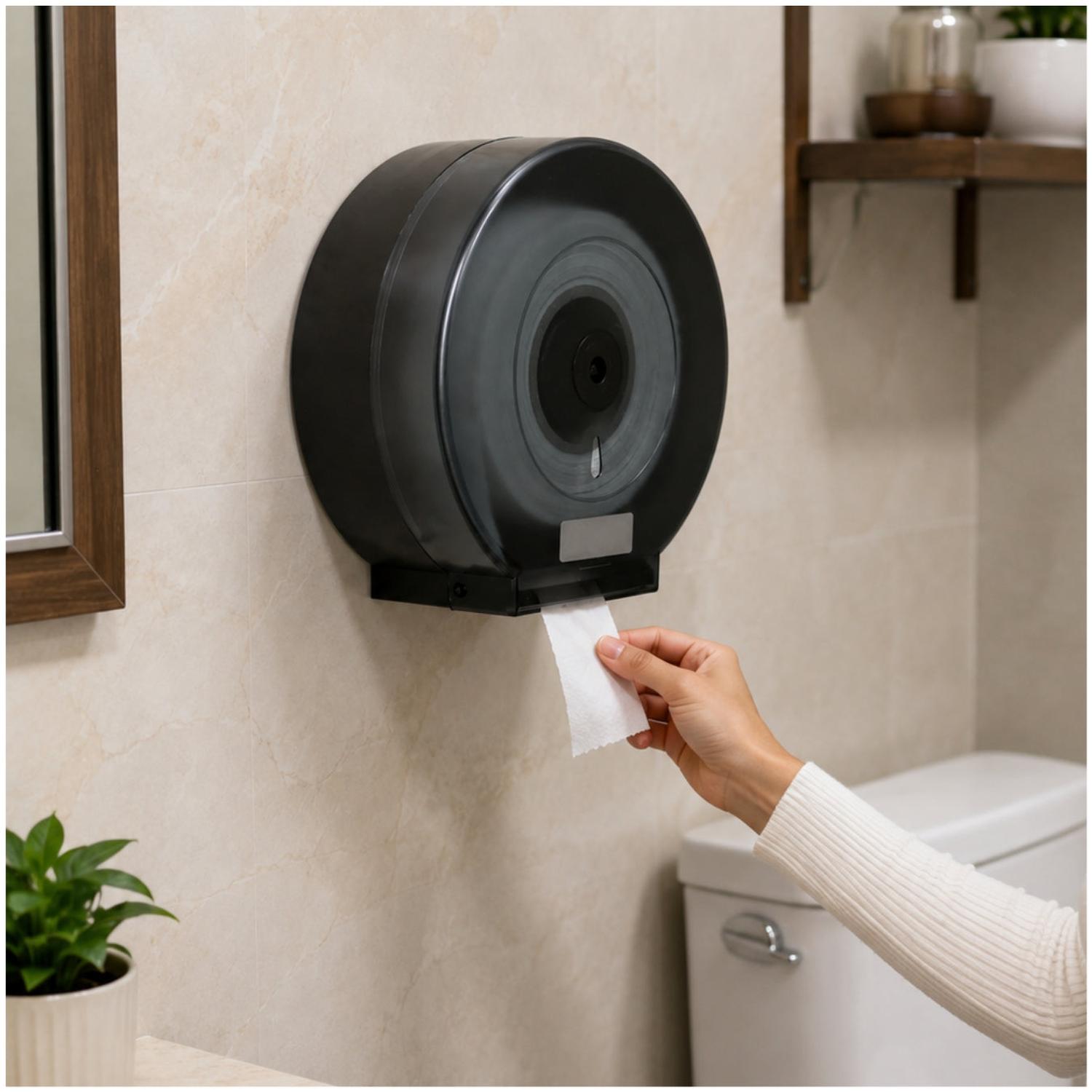 DISPENSADOR DE PAPEL HIGIÉNICO JUMBO DE PARED CON VISOR Y CIERRE DE SEGURIDAD - 4