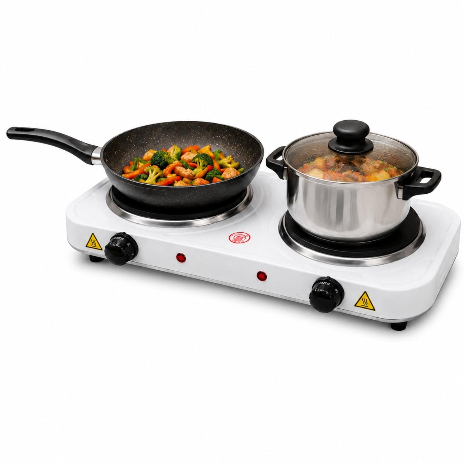 COCINA ELÉCTRICA 2 HORNILLAS 2000W JX-2020A CON TERMOSTATO Y TEMPERATURA REGULABLE - 1