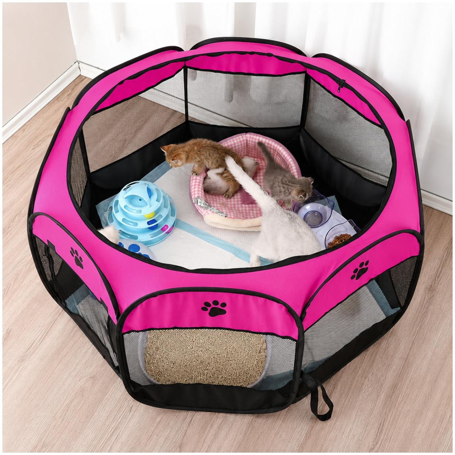 CORRAL CAMA PARA GATOS PERROS CASA PARA MASCOTAS PLEGABLE 58X90X90CM - 1