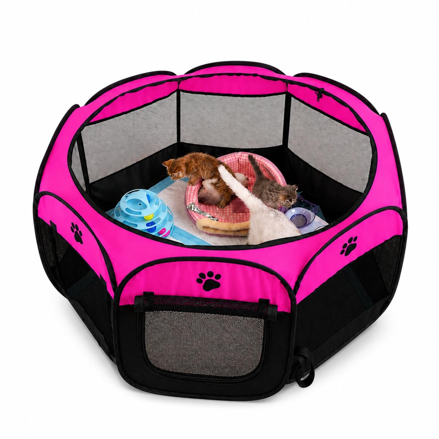 CORRAL CAMA PARA GATOS PERROS CASA PARA MASCOTAS PLEGABLE 58X90X90CM - 3