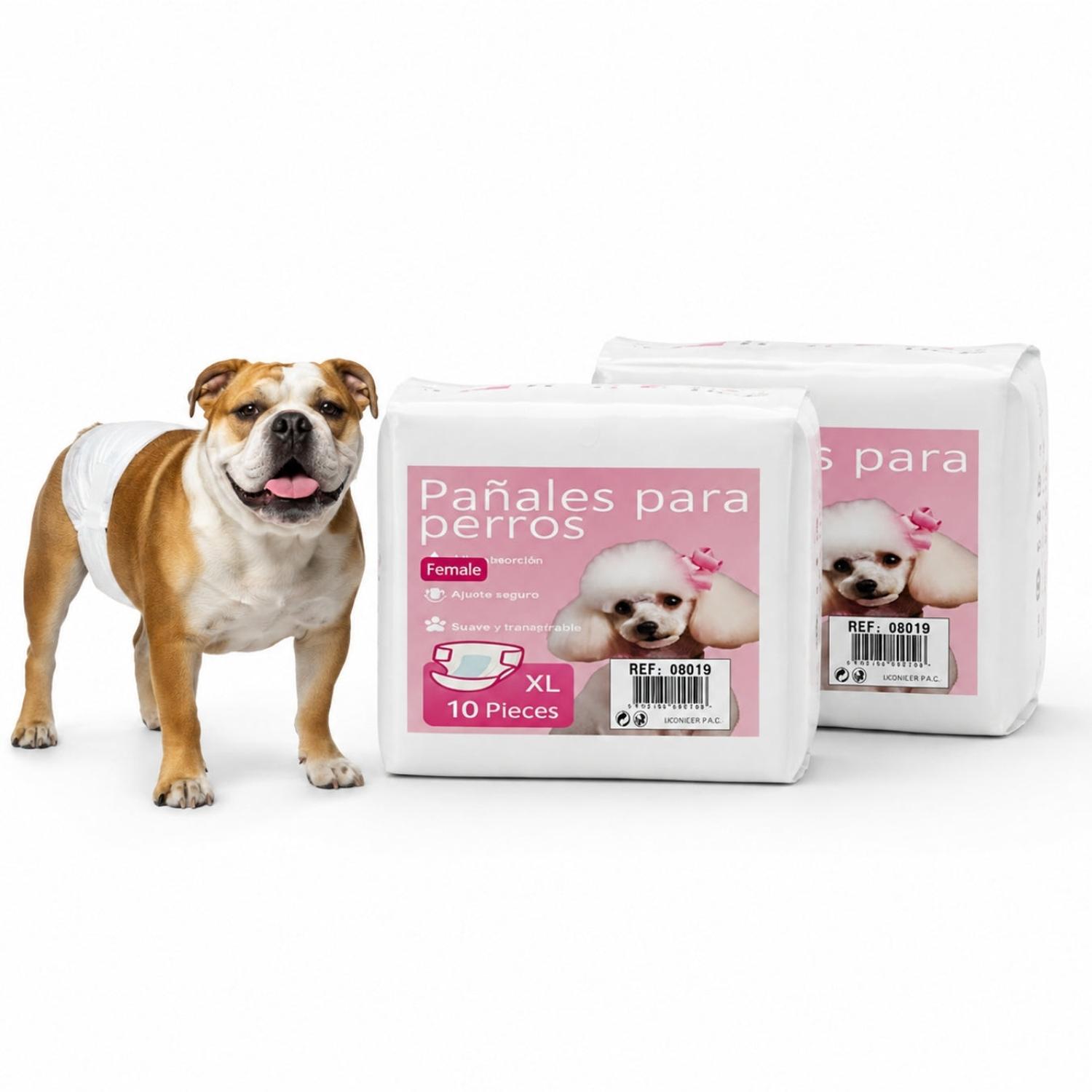 PACK X20 PAÑAL PARA PERROS HEMBRA CELO PERRAS TALLA XL ABSORBENTE AJUSTABLE - 1