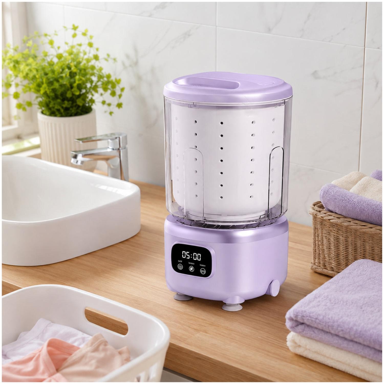 MINI LAVADORA PORTÁTIL INALÁMBRICA RECARGABLE 2L LAVADO ESTERILIZACIÓN CENTRIFUGADO TAMAÑO M - 1