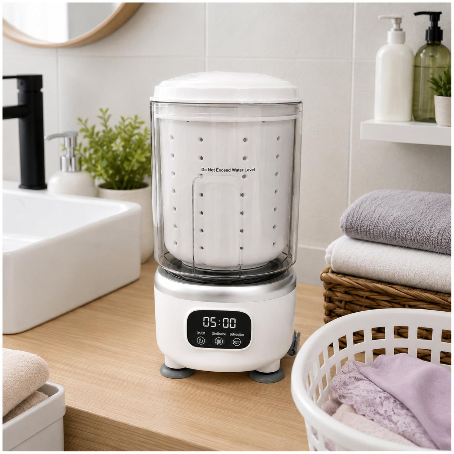MINI LAVADORA PORTÁTIL INALÁMBRICA RECARGABLE 2L LAVADO ESTERILIZACIÓN CENTRIFUGADO TAMAÑO M - 1