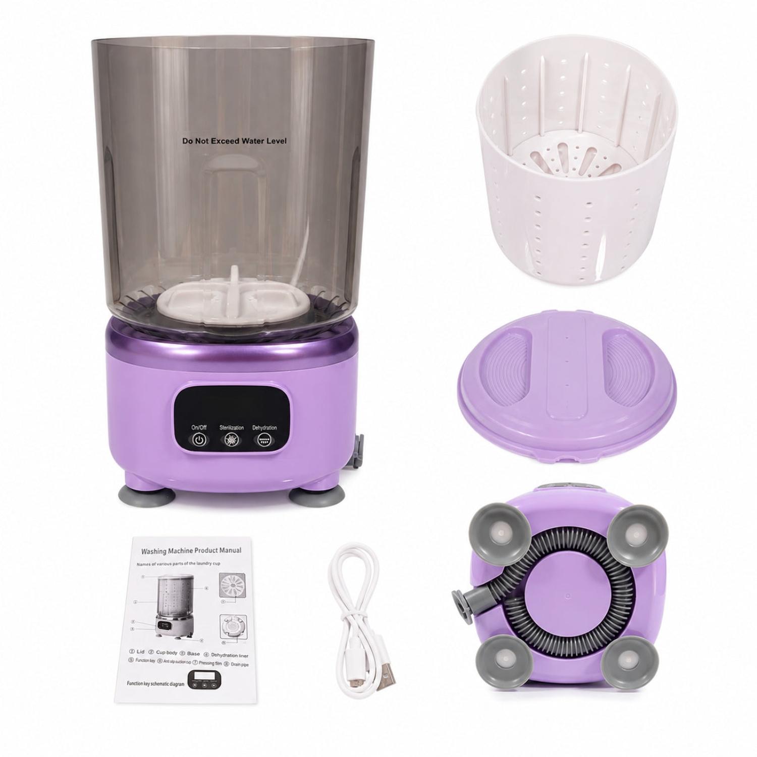 MINI LAVADORA PORTÁTIL INALÁMBRICA RECARGABLE 2L LAVADO ESTERILIZACIÓN CENTRIFUGADO TAMAÑO M - 5