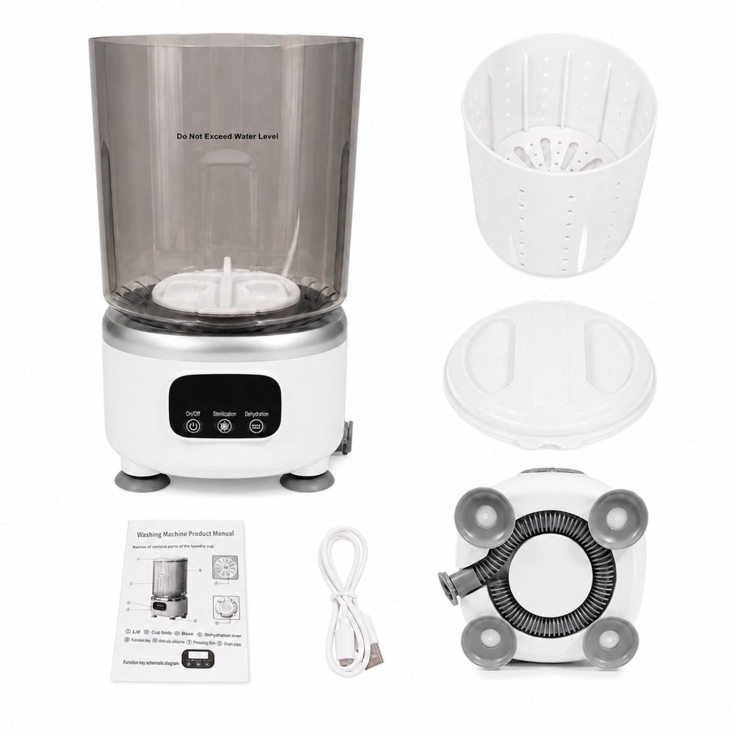 MINI LAVADORA PORTÁTIL INALÁMBRICA RECARGABLE 2L LAVADO ESTERILIZACIÓN CENTRIFUGADO TAMAÑO M - 5