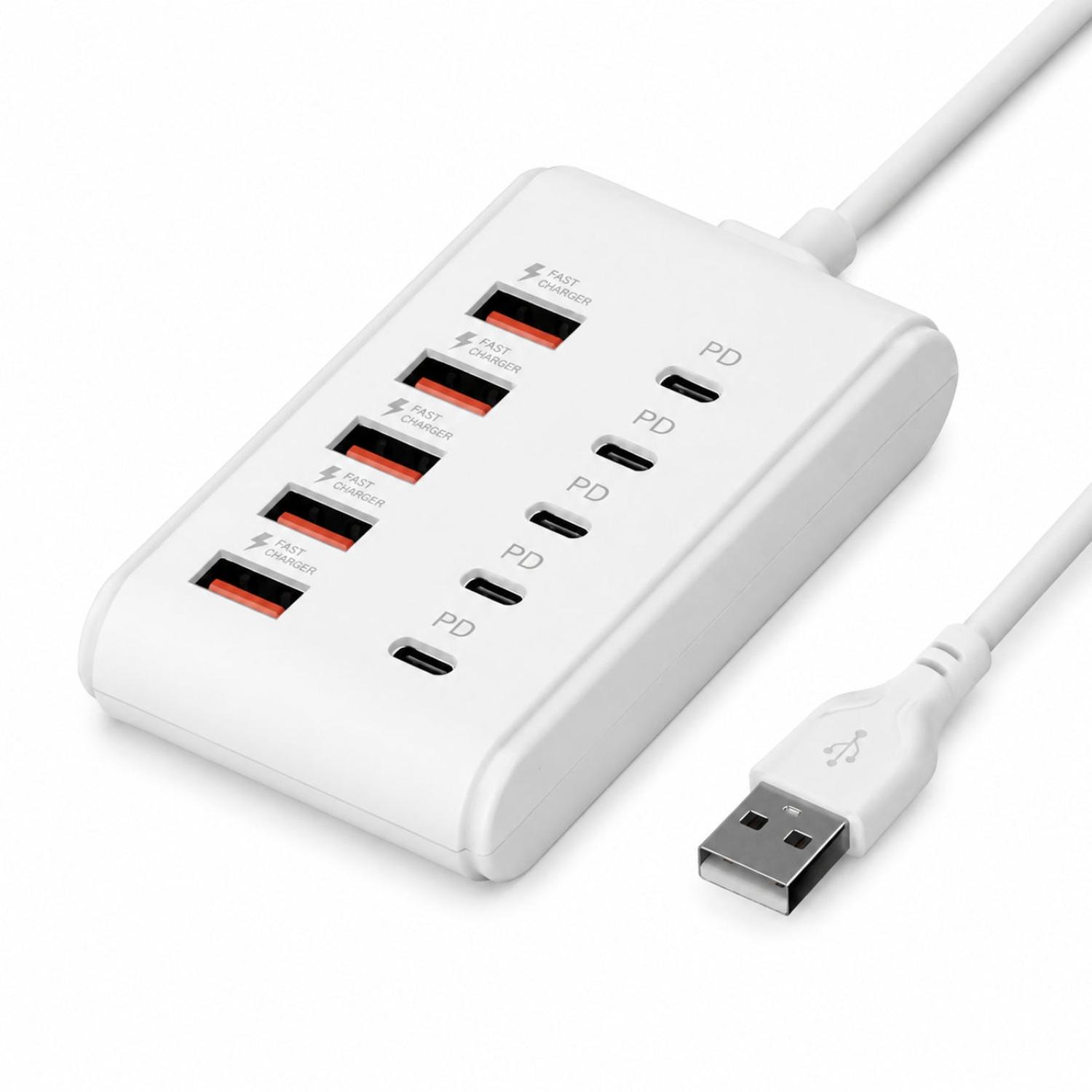 HUB CARGADOR 10 PUERTOS USB-A Y USB-C PD CARGA RÁPIDA MULTIPUERTOS - 1