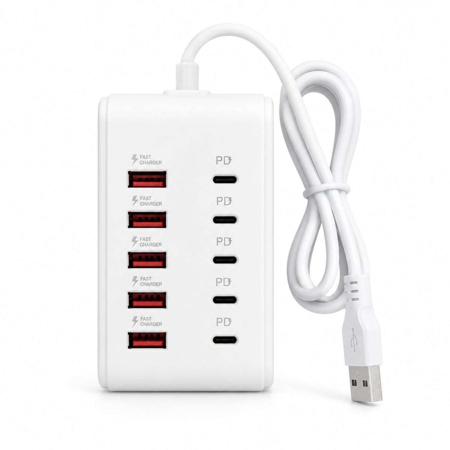 HUB CARGADOR 10 PUERTOS USB-A Y USB-C PD CARGA RÁPIDA MULTIPUERTOS - 4